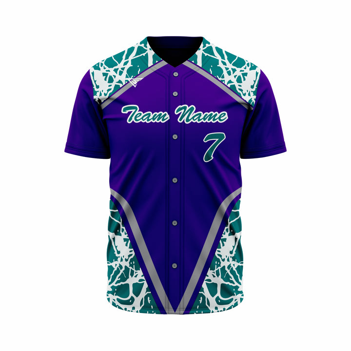 Custom Blue & Green Authentic Baseball full Buttons Jersey