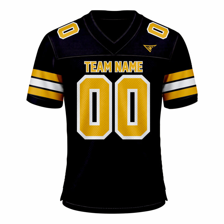 Custom Dark Blue & Yellow American Football Fan Jersey