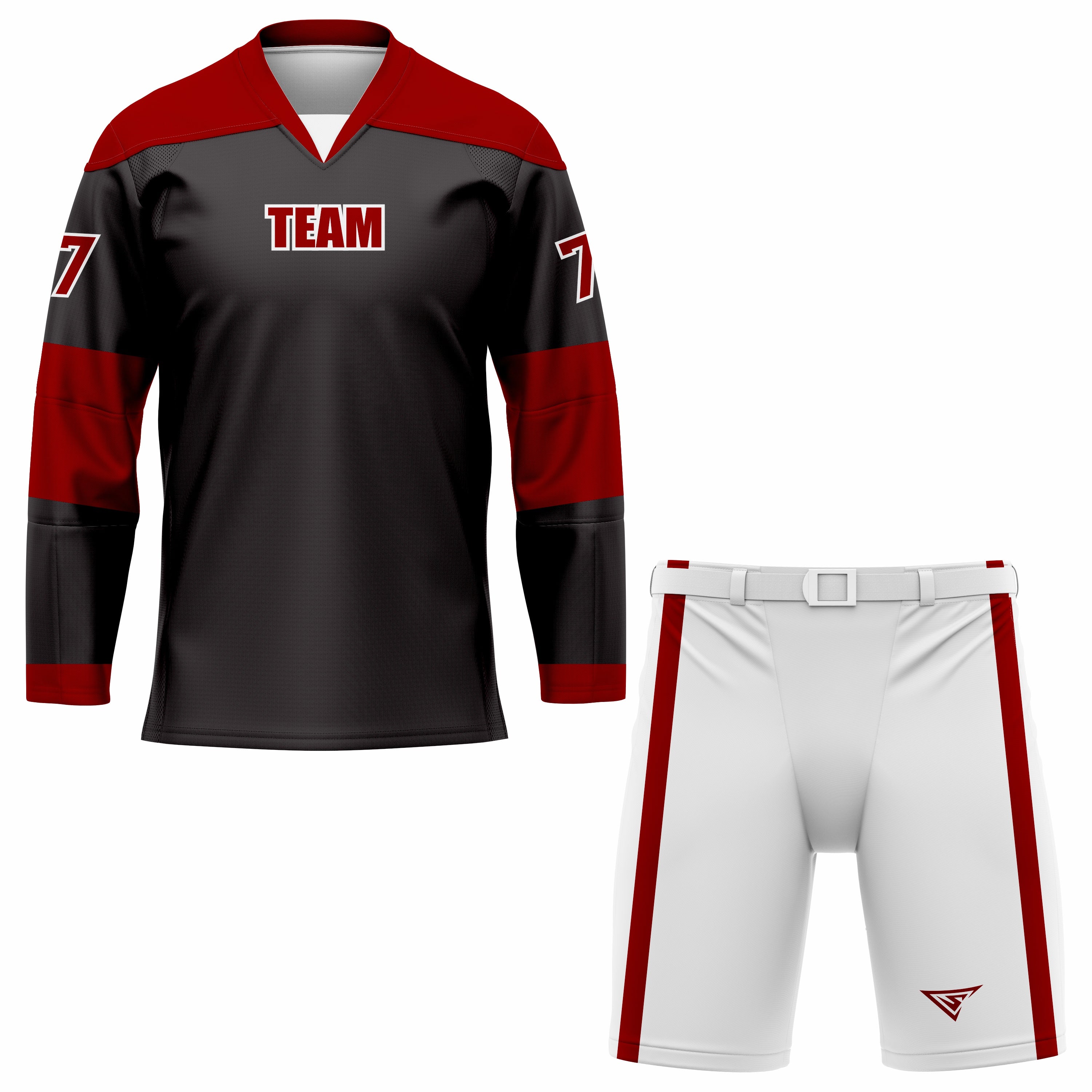 CUSTOM BLACK RED WHITE HOCKEY UNIFORM