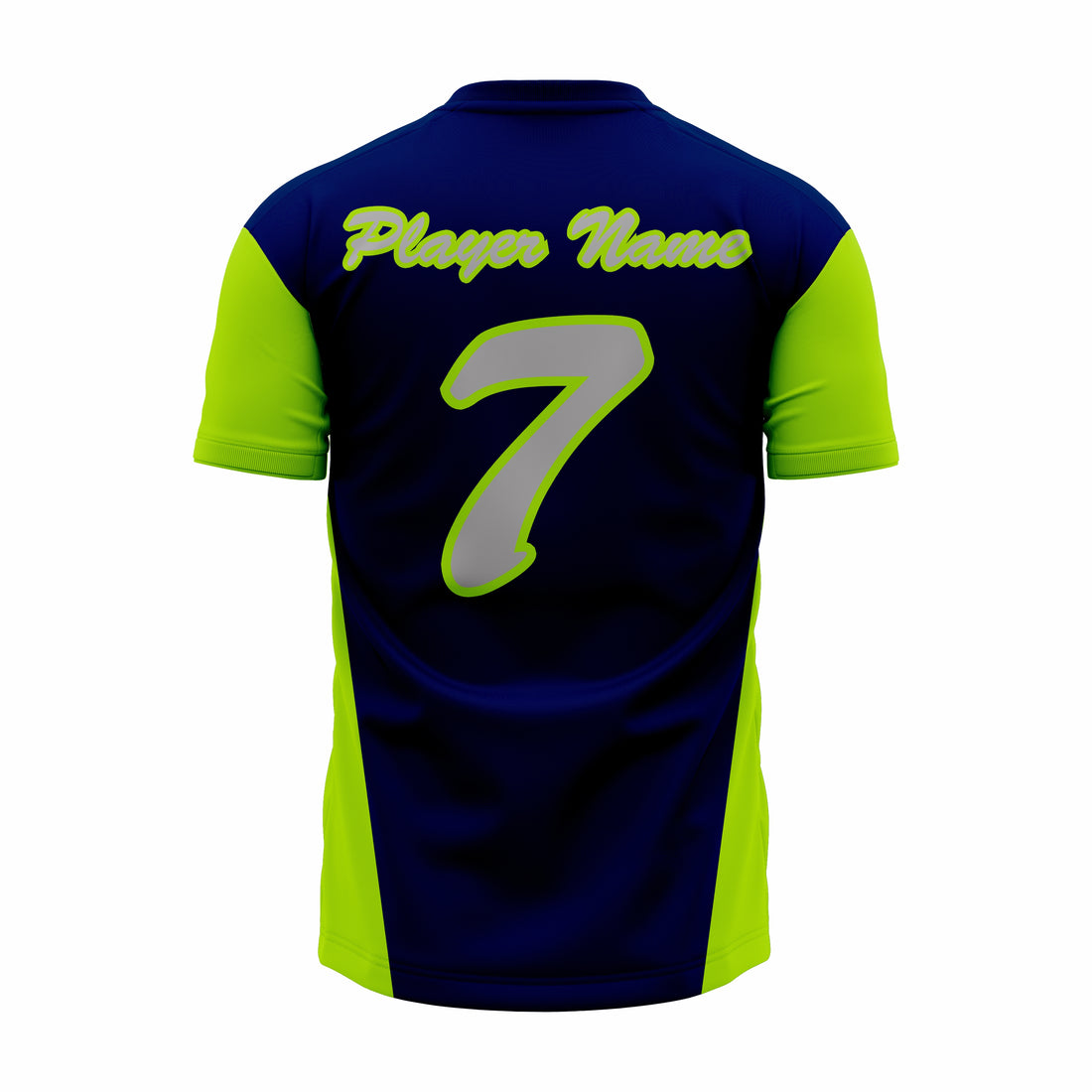 Custom Dark Blue, Green & Grey V-Neck Softball Jerseys