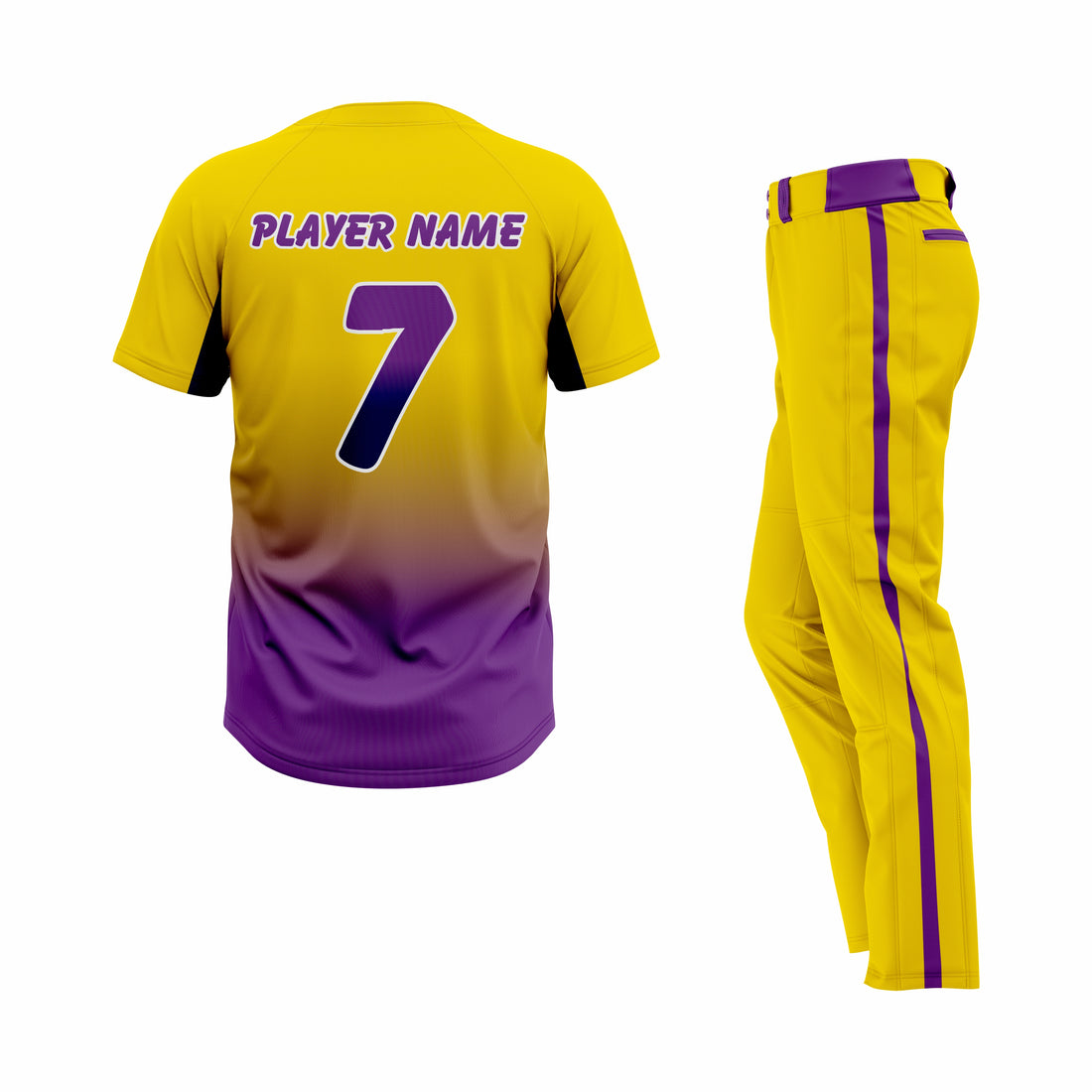 Custom Yellow, Purple & White Authentic Softball Uniform