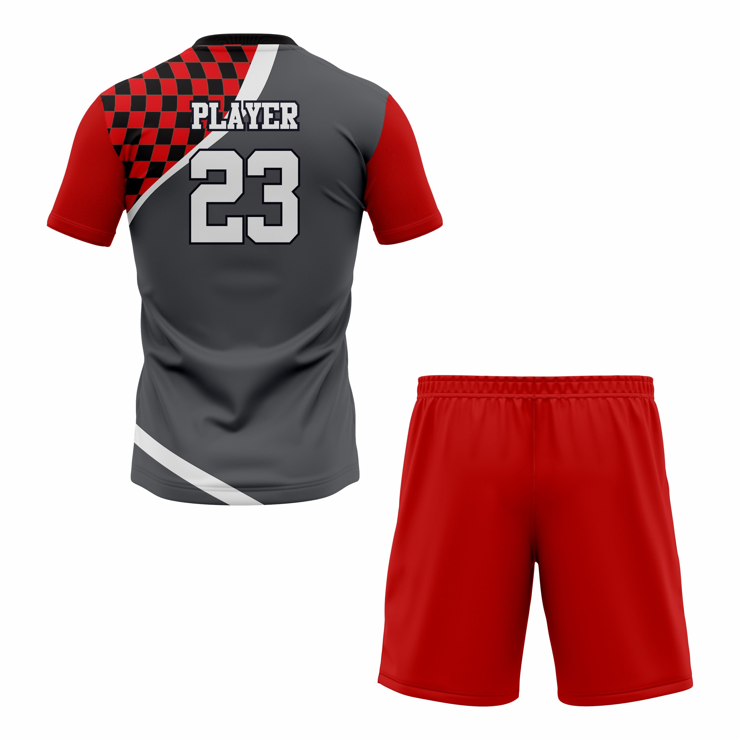 CUSTOM WHITE RED BLACK SOCCER UNIFORM