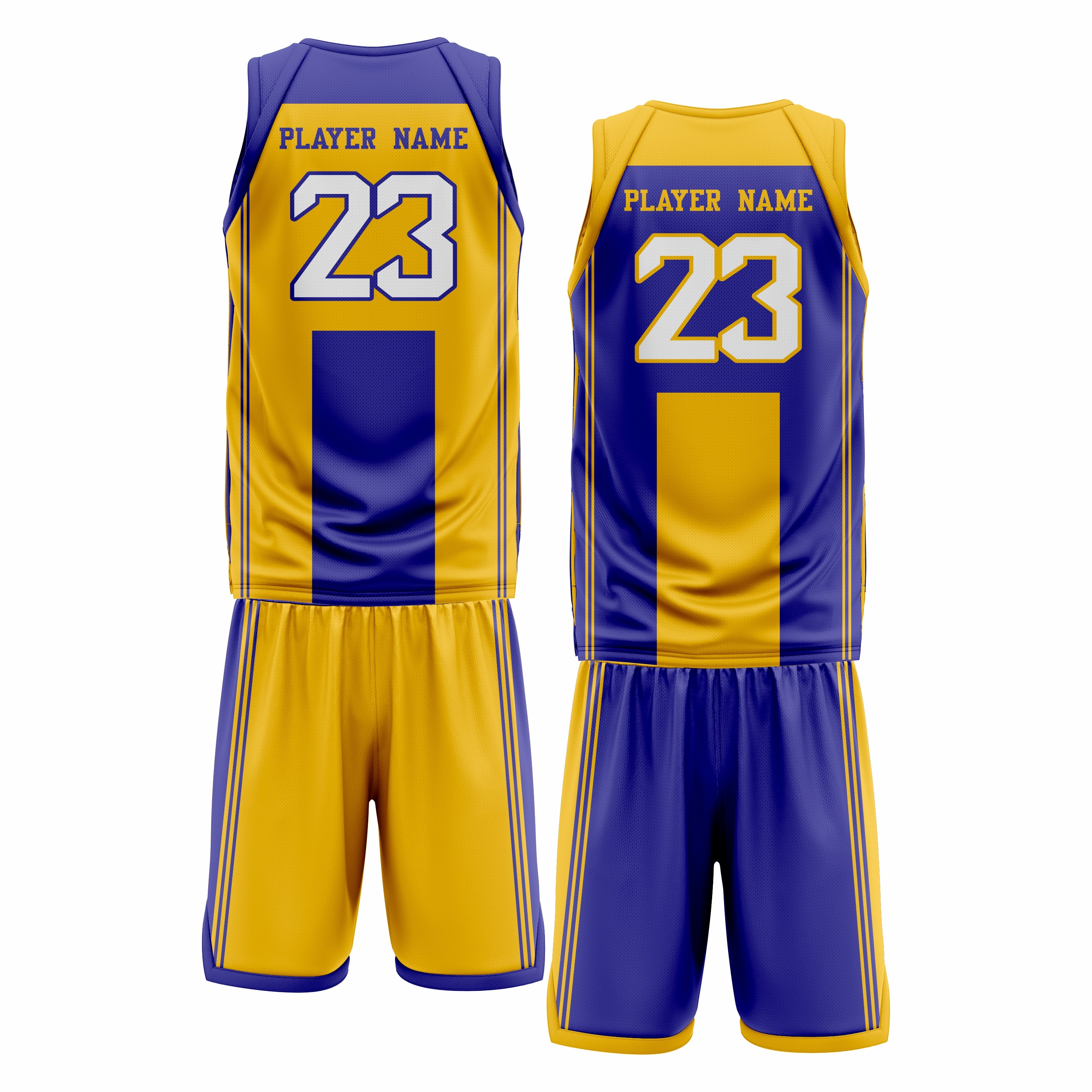 Custom Yellow Blue Double Side Basketball Uniform Set | Sports Custom Uniform