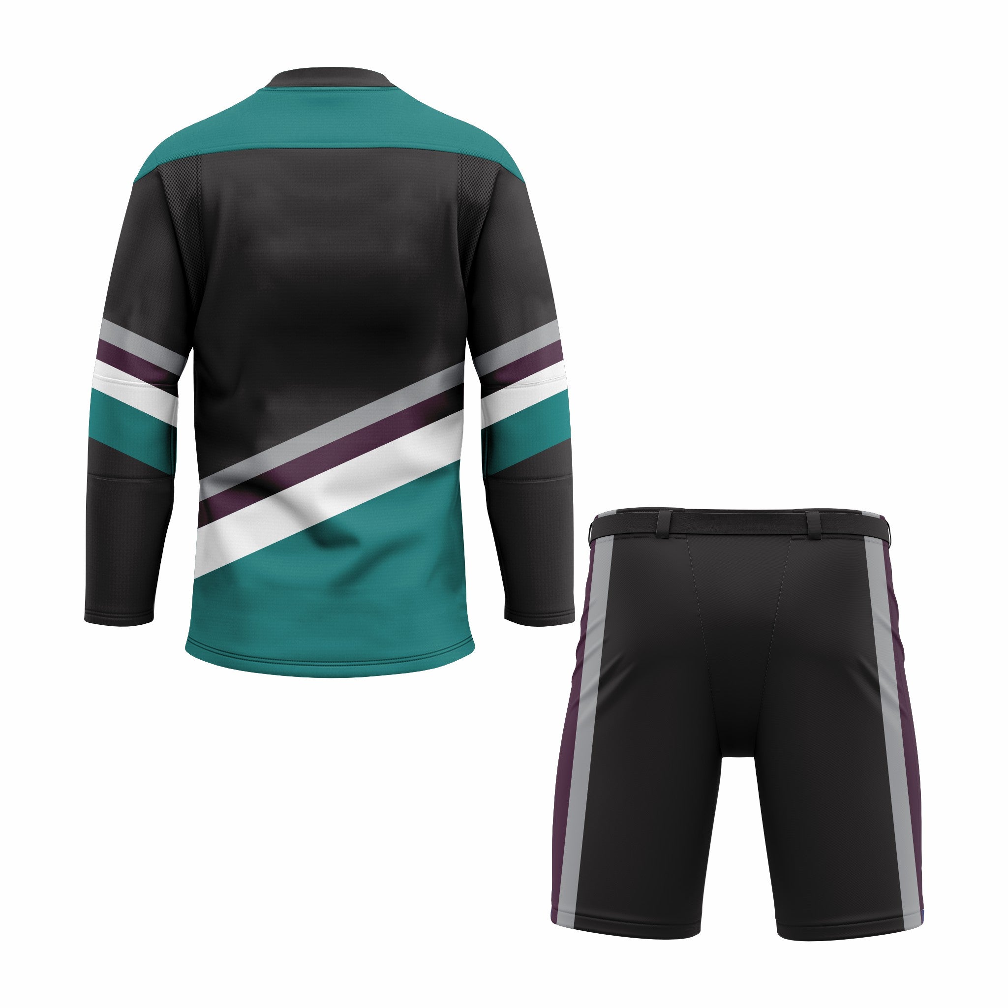 Custom Black, Green & White V-Neck Hockey Uniform