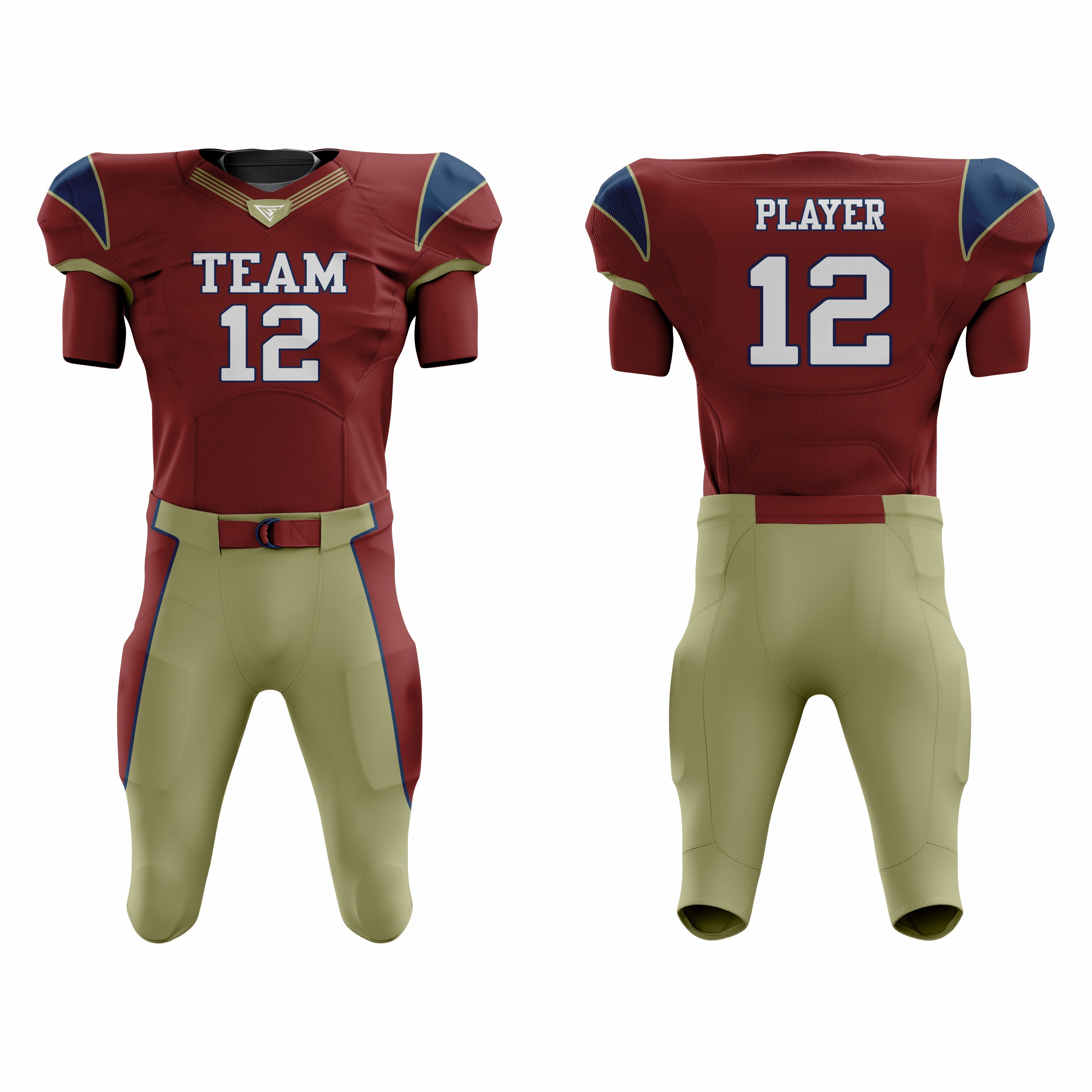 CUSTOM MAROON MUSTARD AMERICAN FOOTBALL UNIFORM