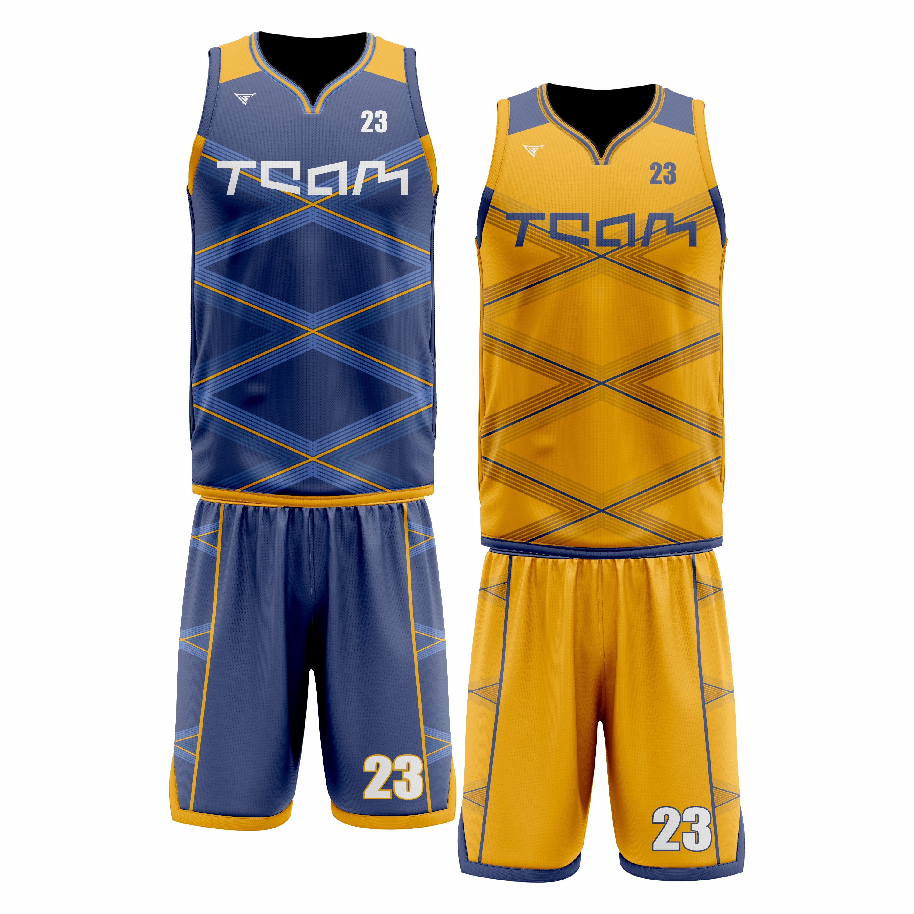 Custom Yellow Blue Double Side Basketball Uniform Set | Sports Custom Uniform