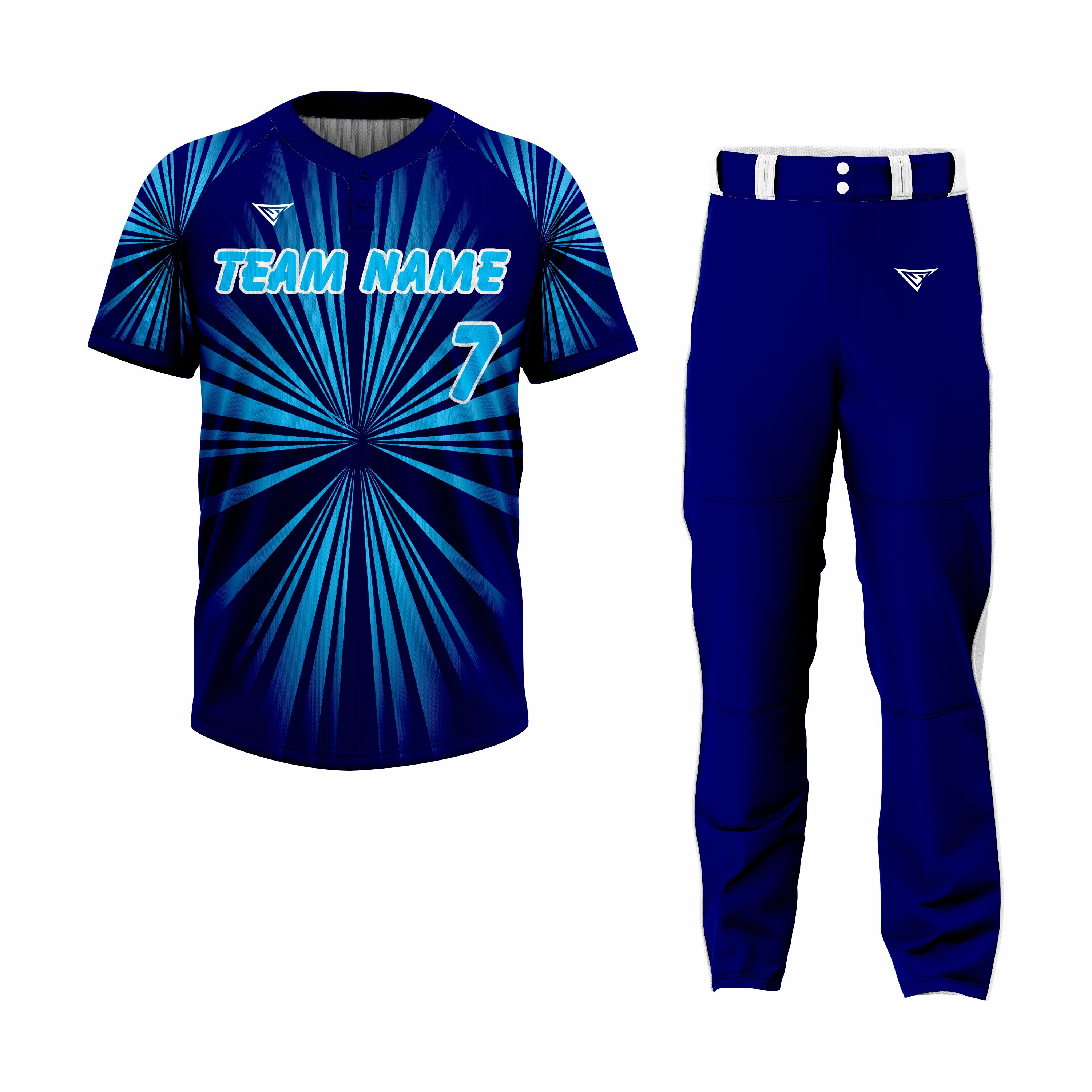 Custom Dark Blue & Cyan Authentic Softball Uniform