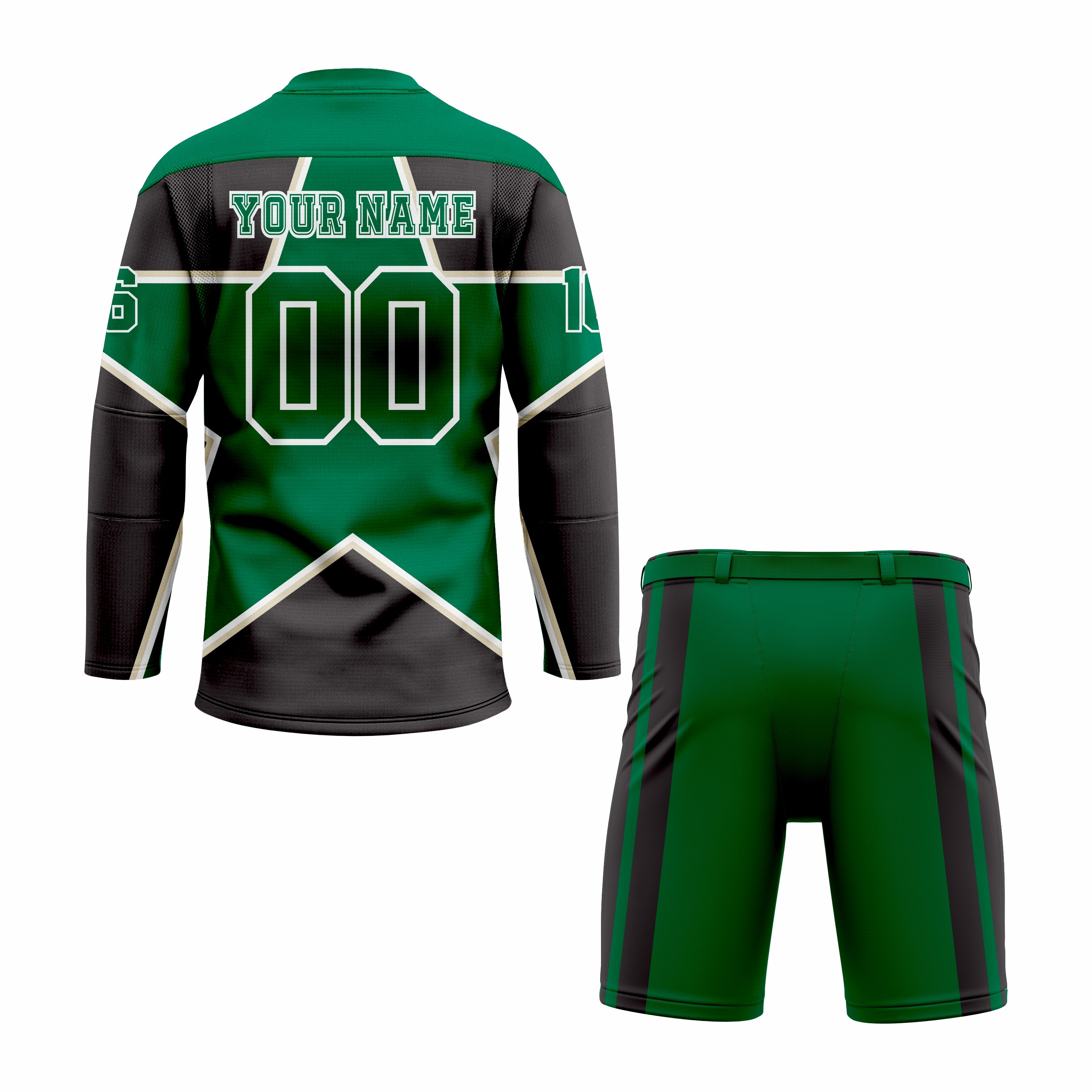 CUSTOM BLACK GREEN HOCKEY UNIFORM