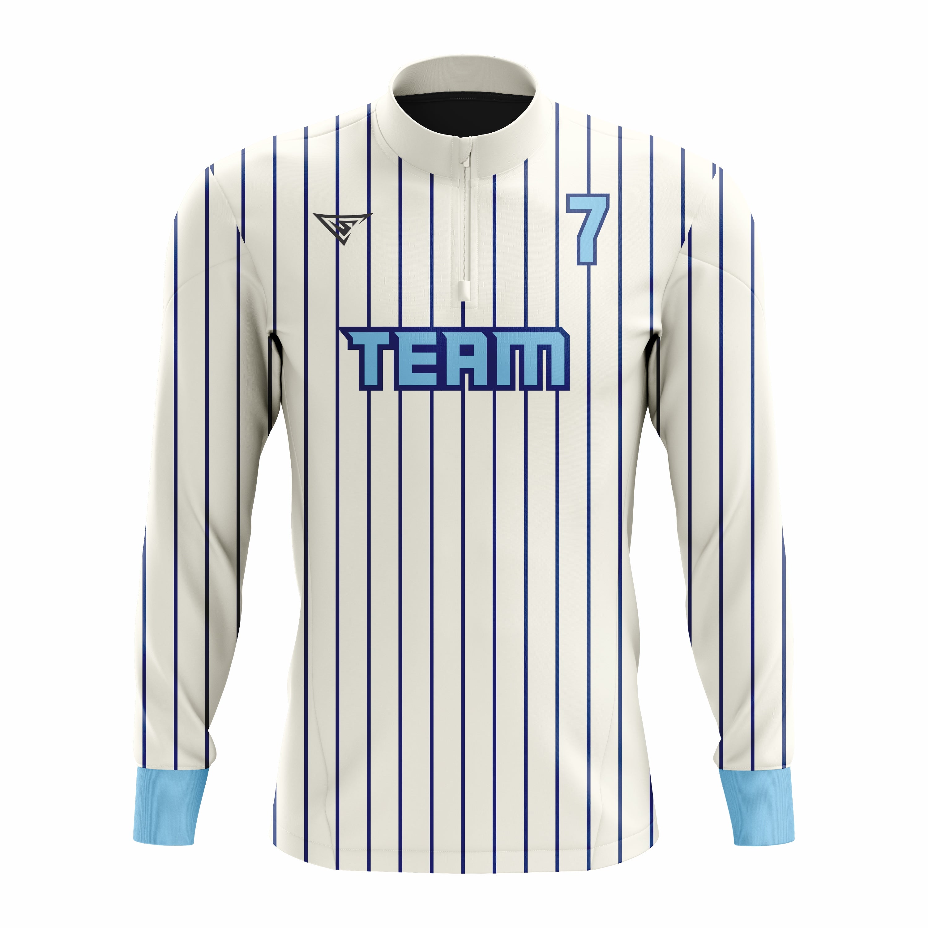 Custom White, Cyan & Black ¼ ZIP LONG SLEEVE WARM UP SOFTBALL JACKET