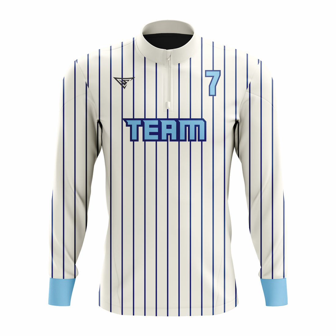 Custom White, Cyan & Black ¼ ZIP LONG SLEEVE WARM UP SOFTBALL JACKET