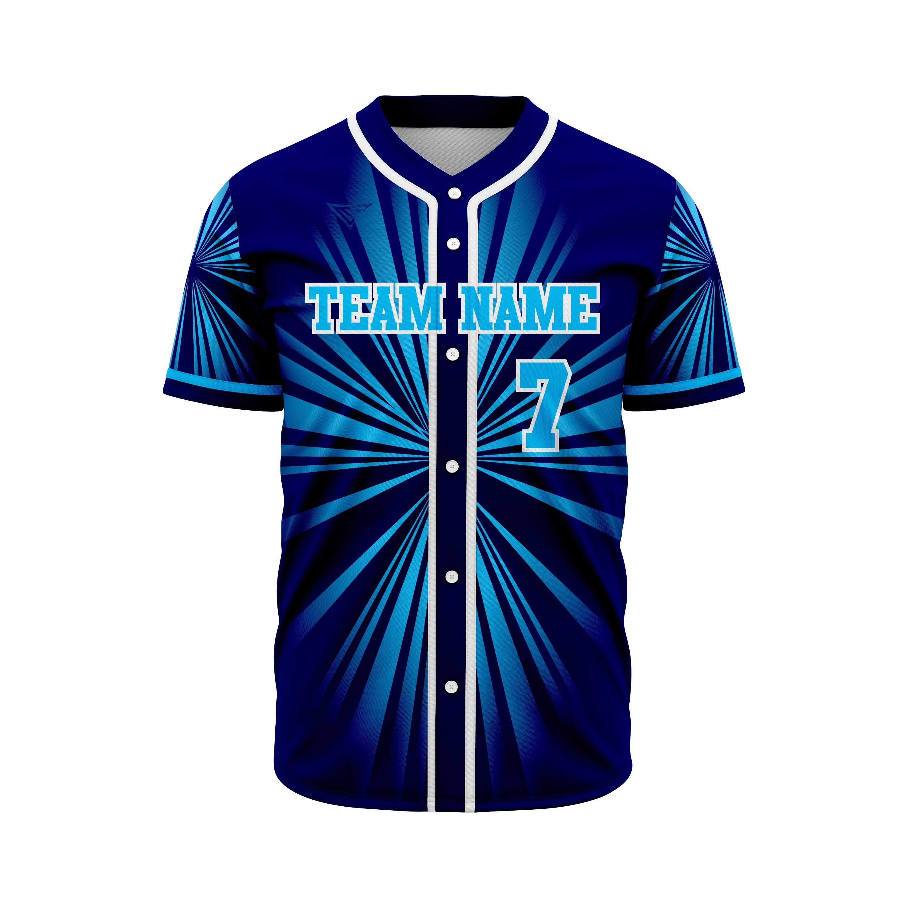 Custom Dark Blue & Cyan Authentic Softball full Buttons Jersey