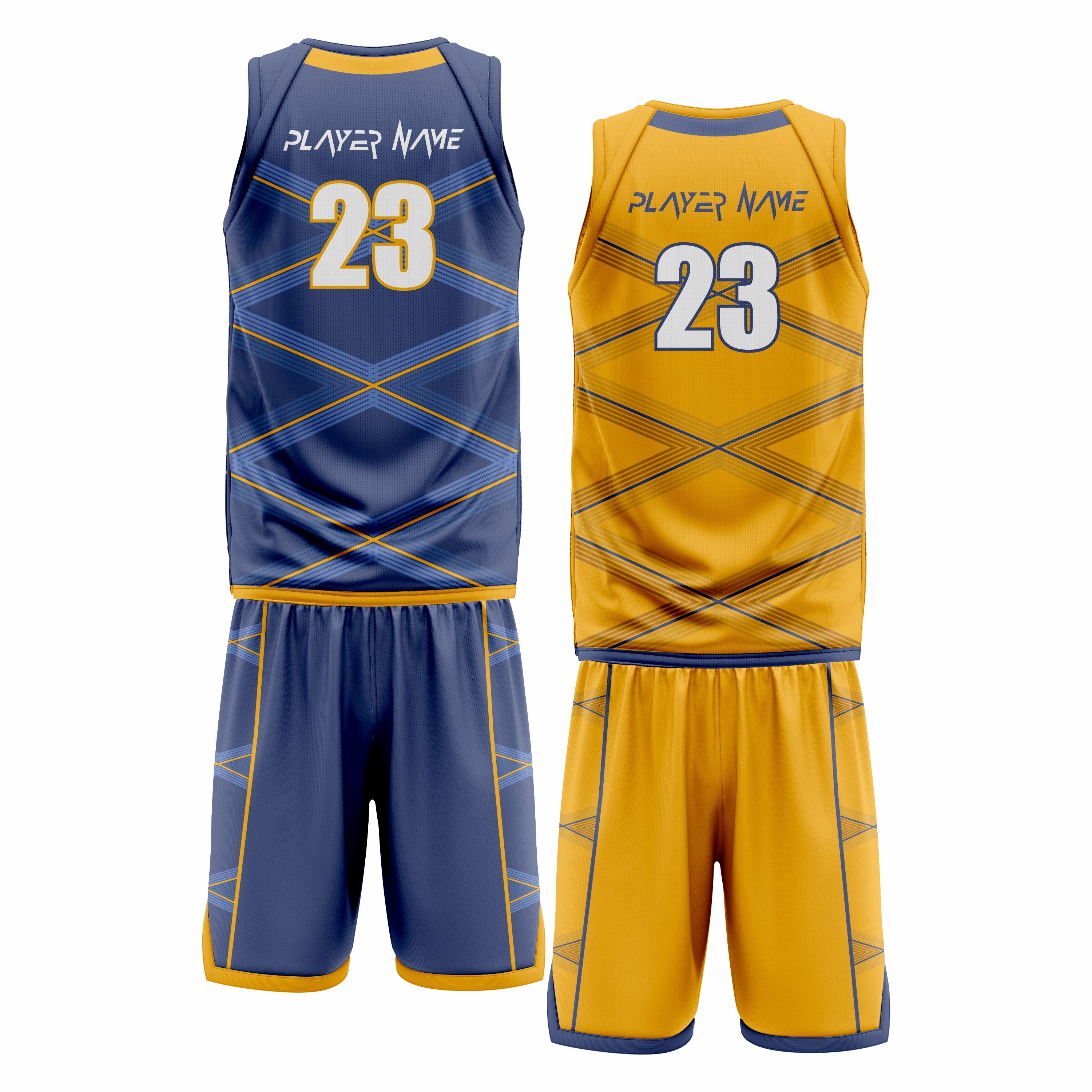 Custom Yellow Blue Double Side Basketball Uniform Set | Sports Custom Uniform