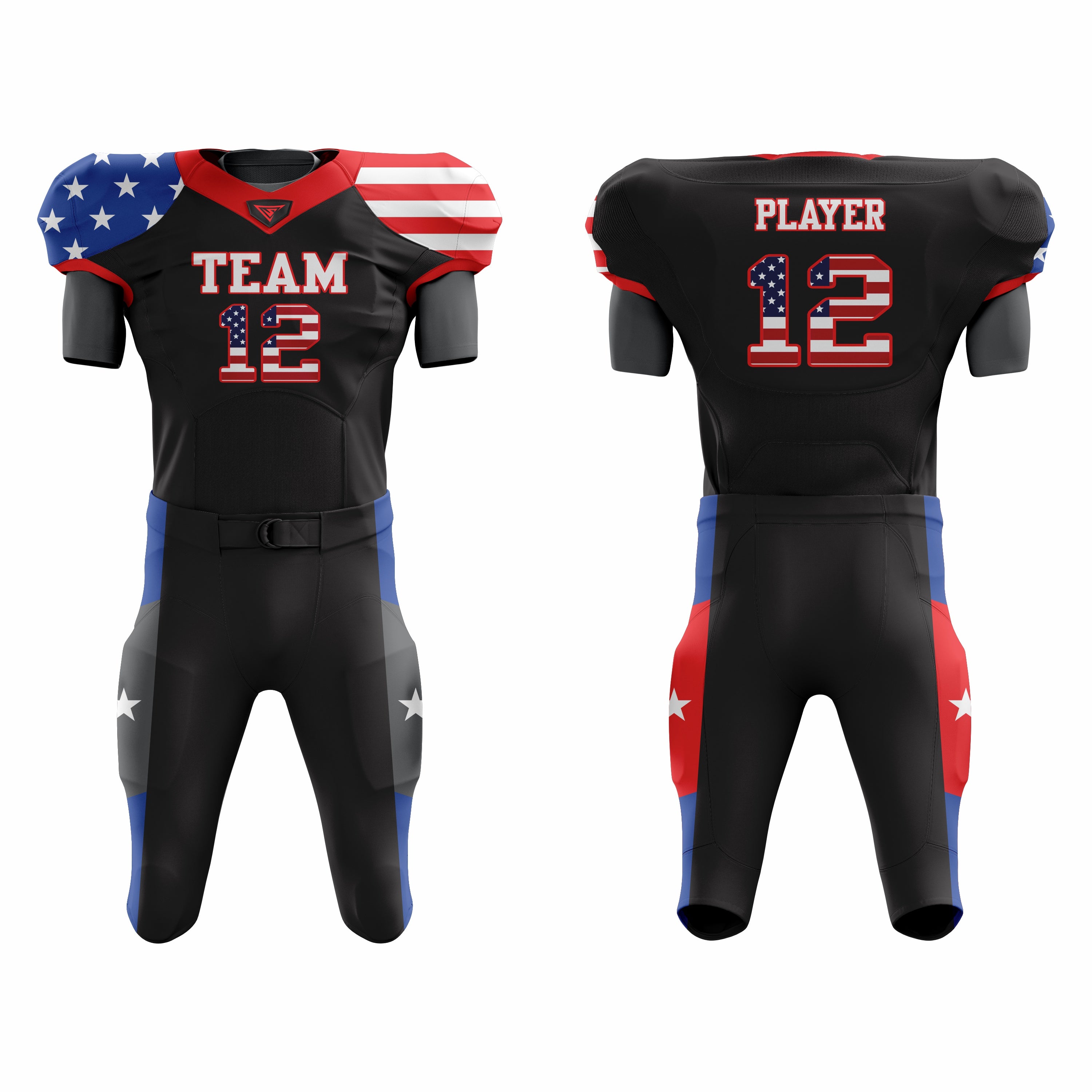 CUSTOM BLACK AMERICAN FOOTBALL UNIFORM