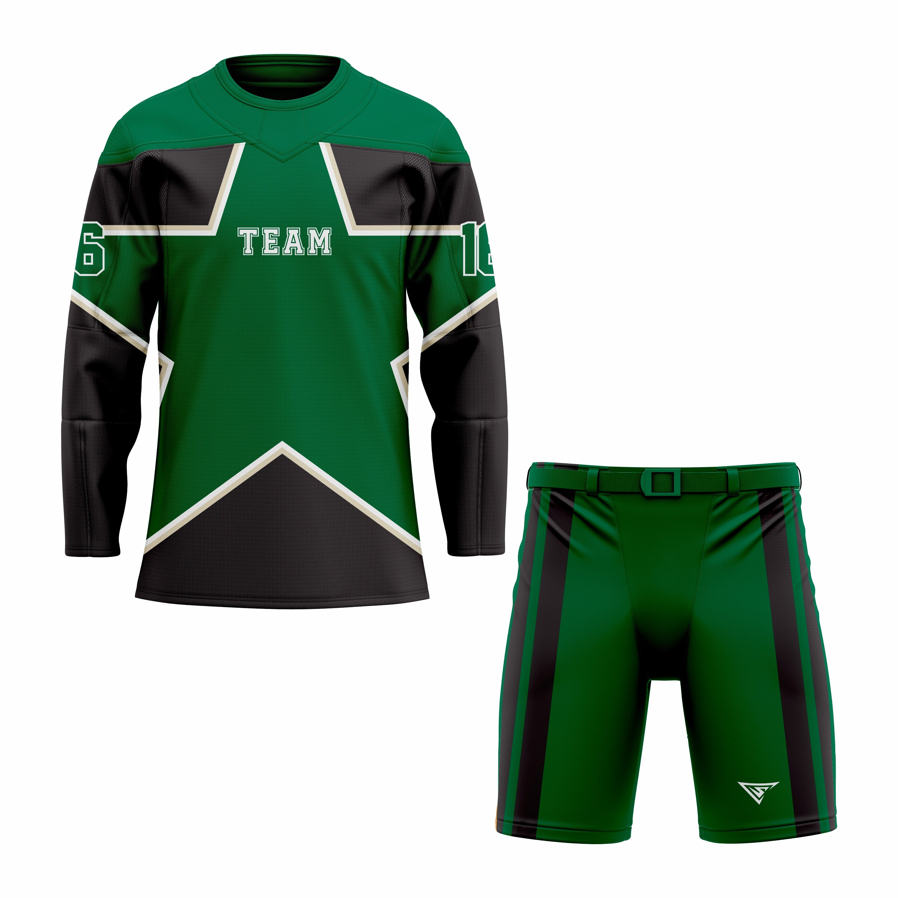 CUSTOM BLACK GREEN HOCKEY UNIFORM