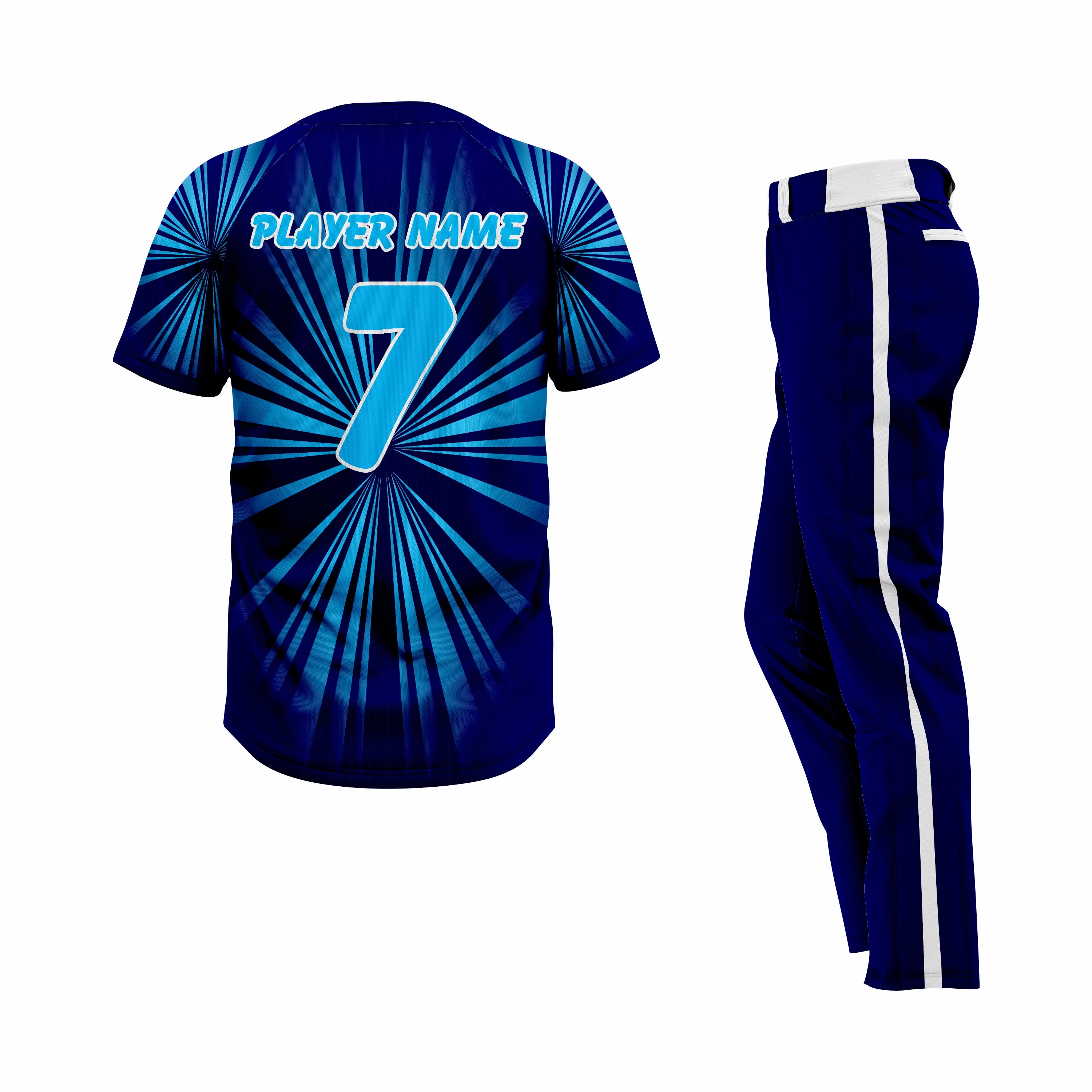 Custom Dark Blue & Cyan Authentic Softball Uniform