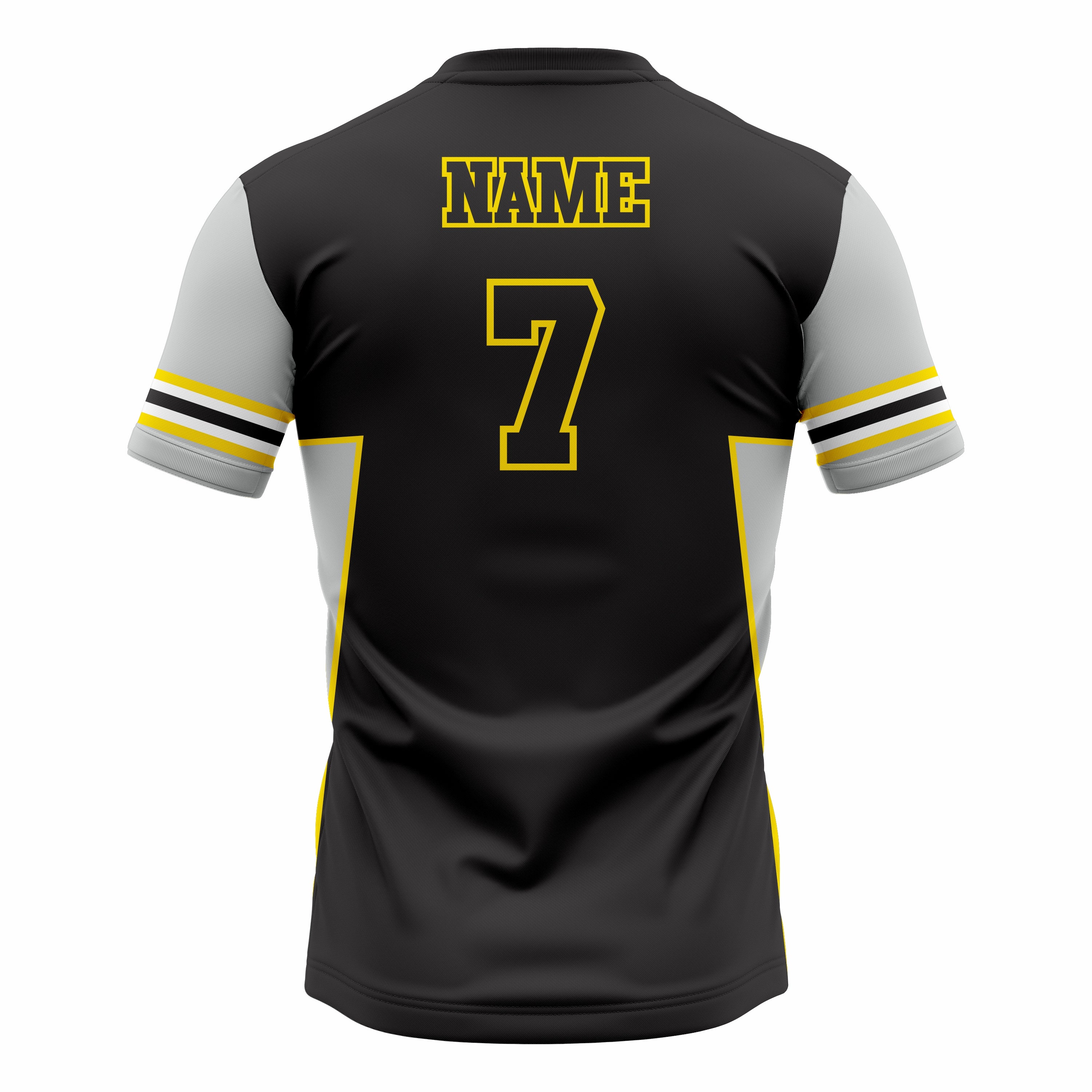 Custom Black, Grey & Yellow Crew Neck Softball Jerseys
