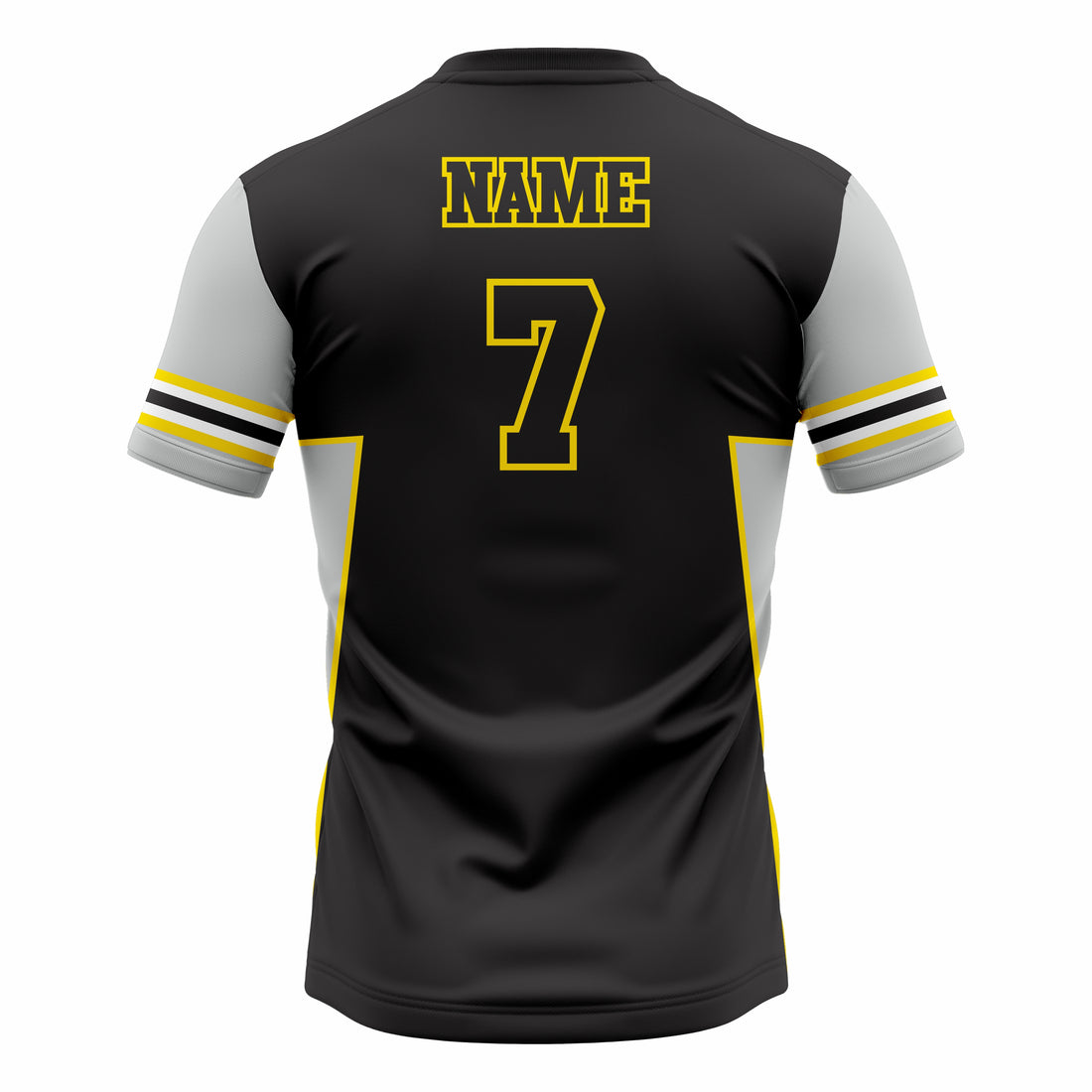 Custom Black, Grey & Yellow Crew Neck Softball Jerseys