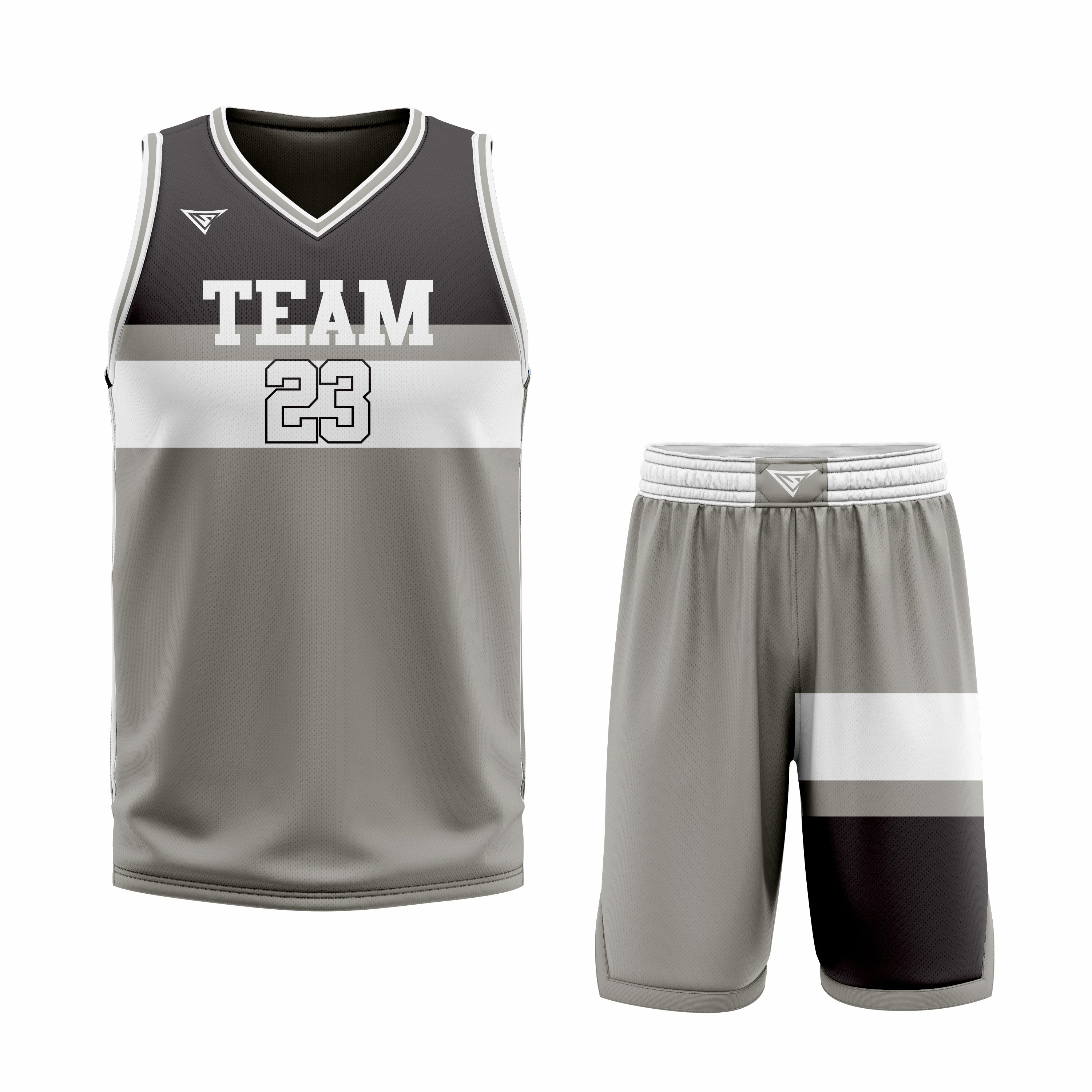 CUSTOM BLACK WHITE GREY BASKETBALL UNIFORM