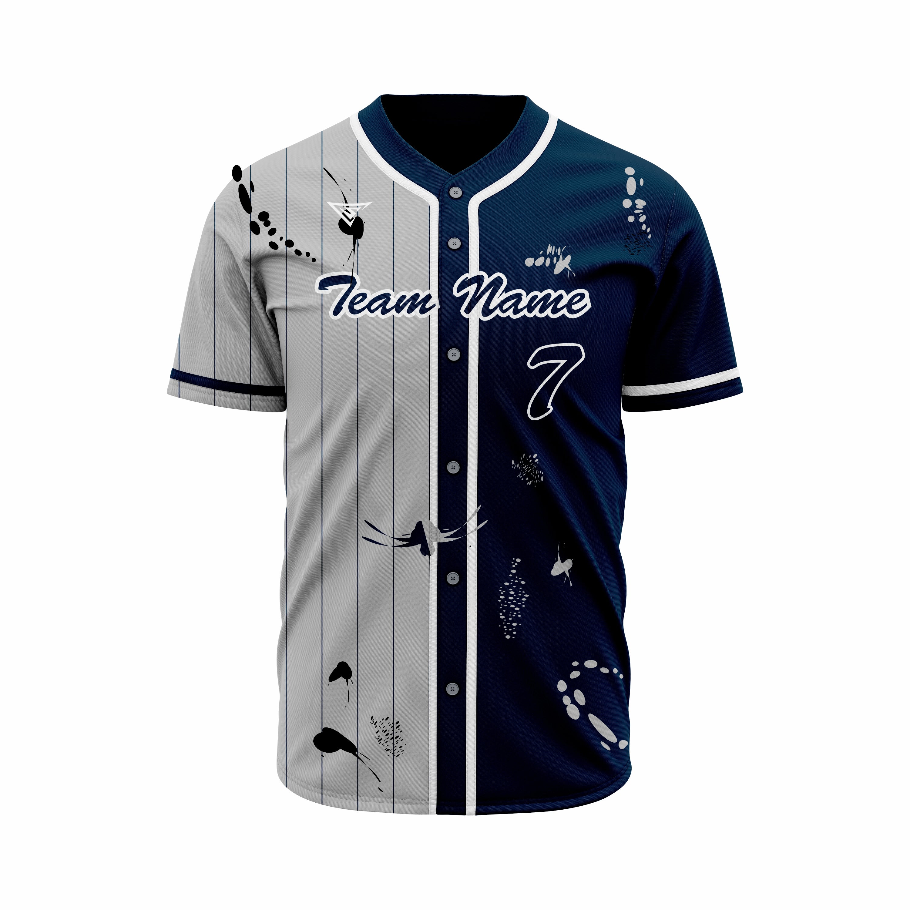 Custom Blue, Grey & White Authentic Baseball full Buttons Jersey