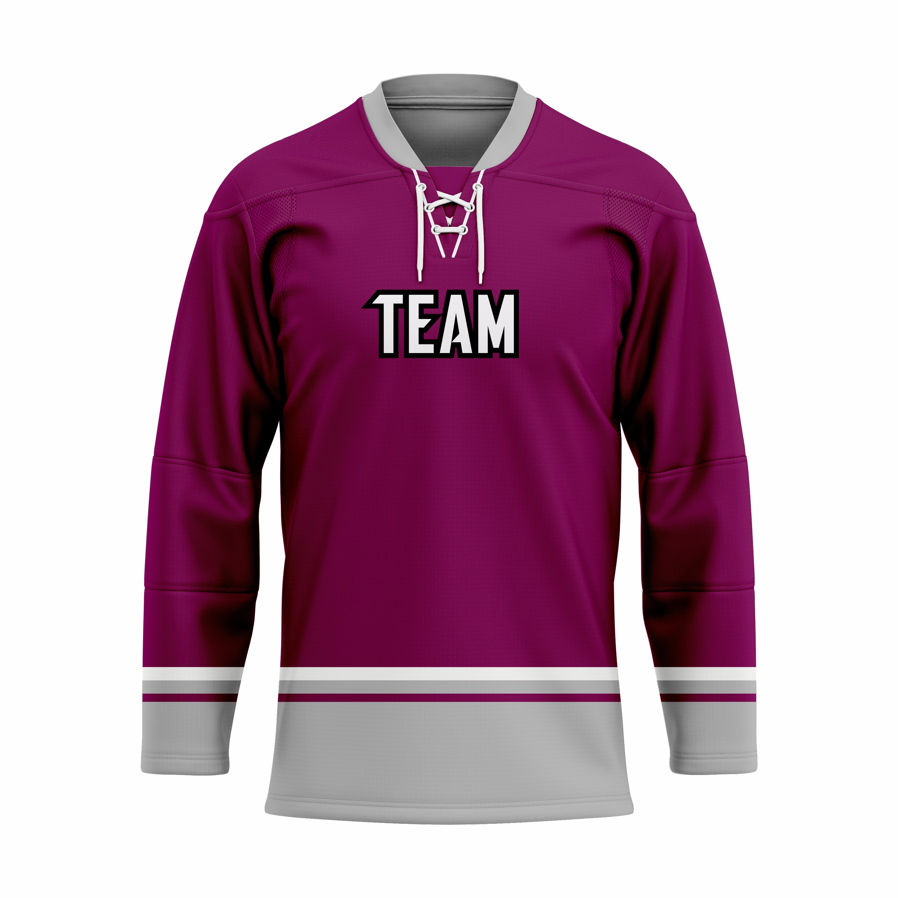 Custom Maroon white Laced Hockey jersey