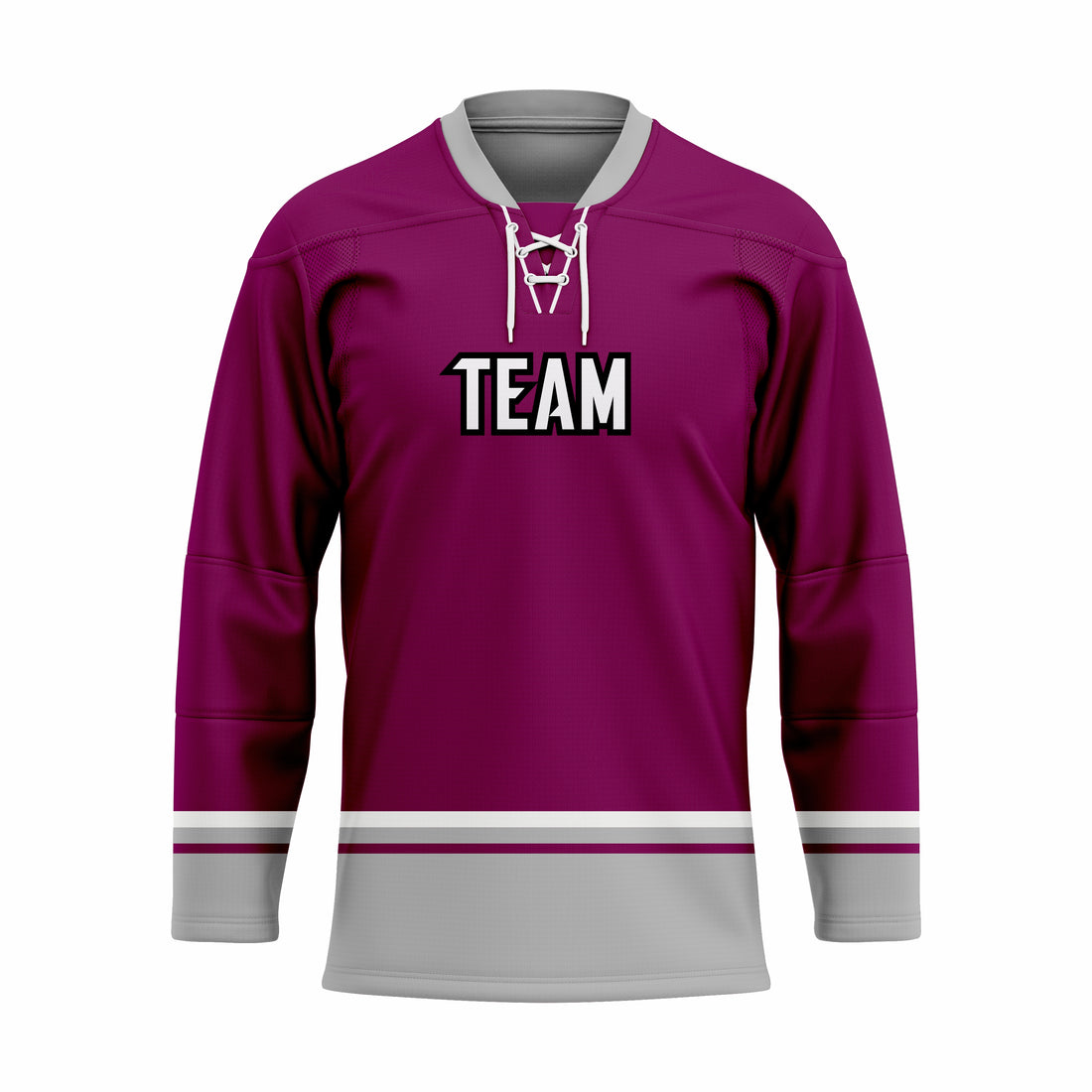 Custom Maroon white Laced Hockey jersey
