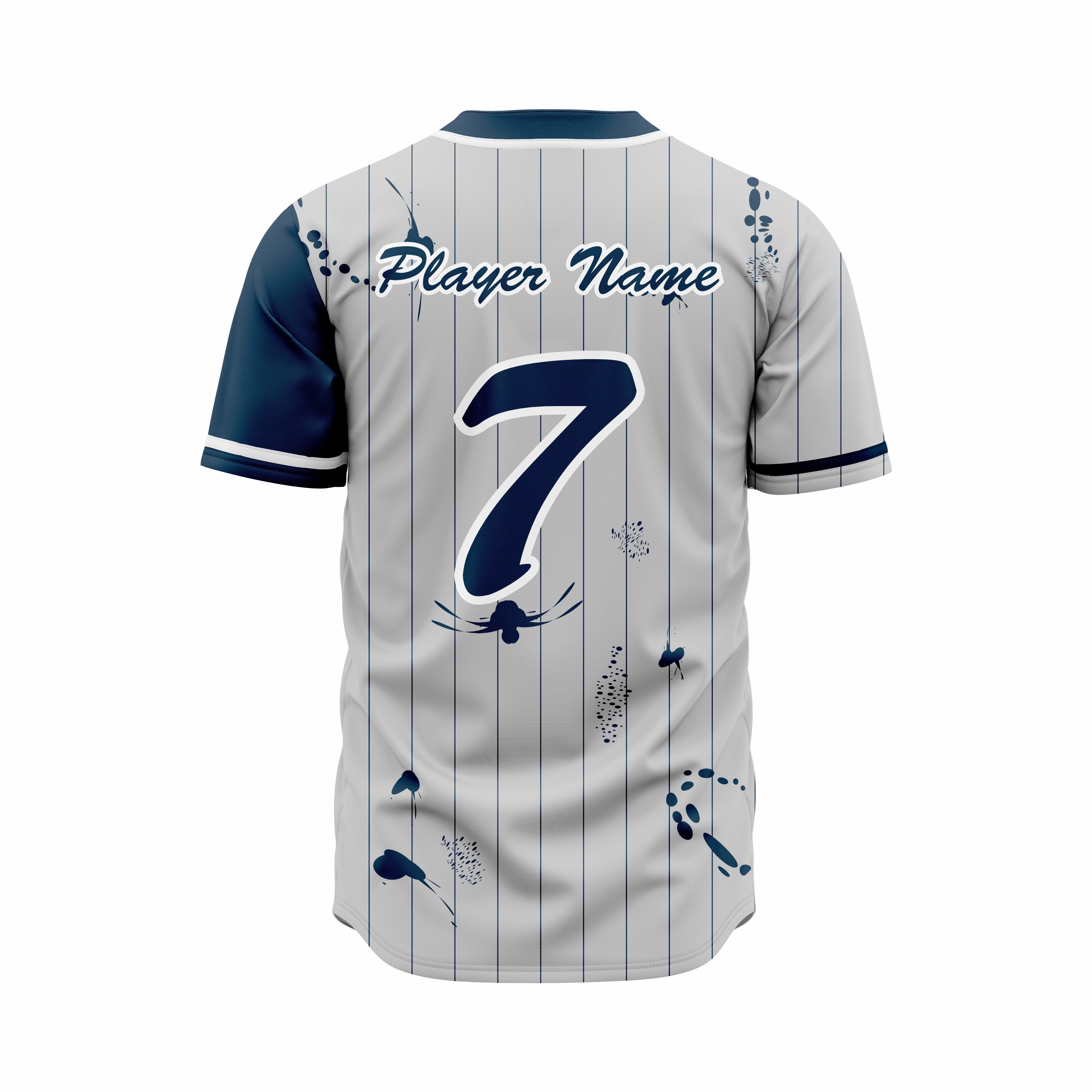 Custom Blue, Grey & White Authentic Baseball full Buttons Jersey