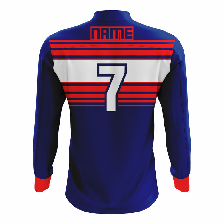 Custom Dark Blue, White & Red ¼ ZIP LONG SLEEVE CAGE JACKET