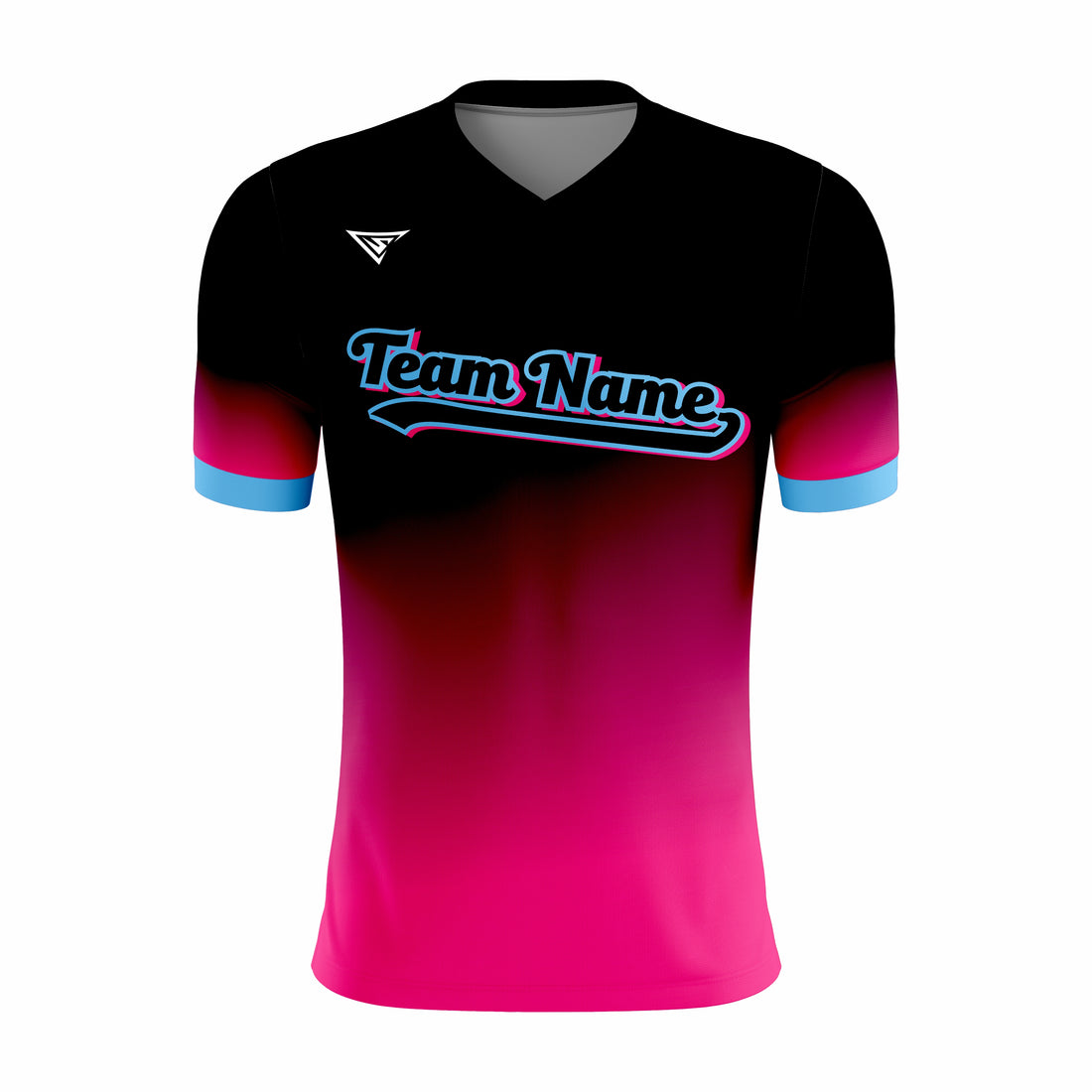 Custom Black, Red & Blue V-Neck Softball Jerseys
