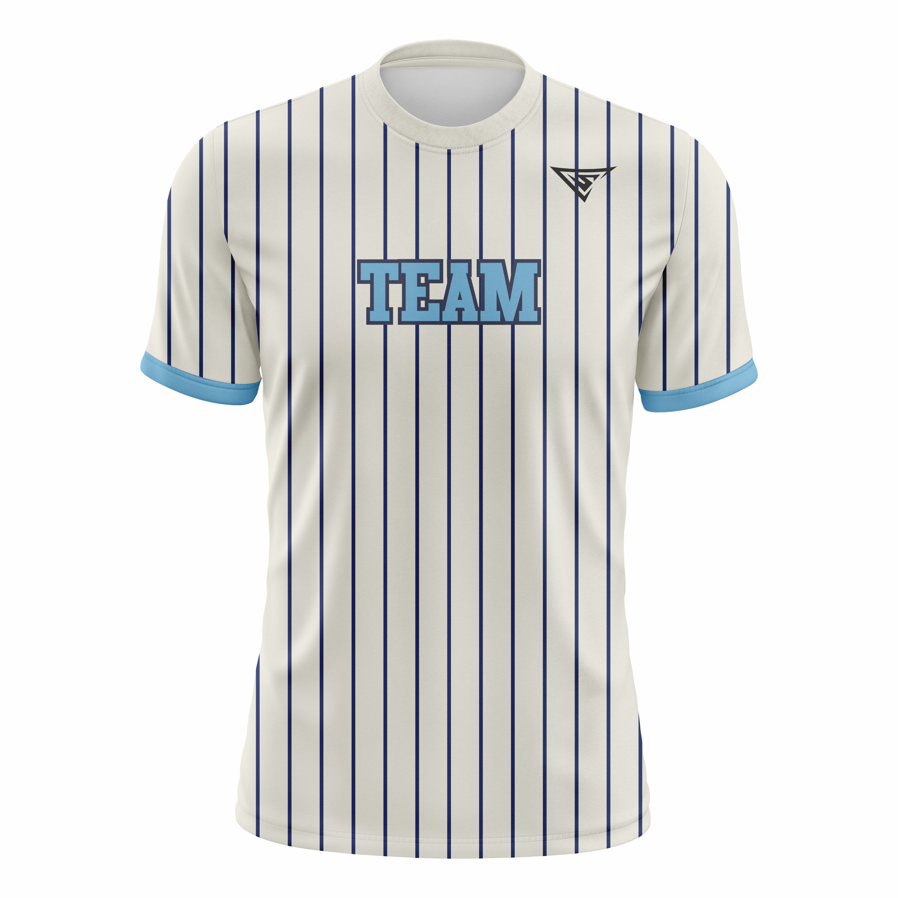 Custom Off White & Cyan Crew Neck Softball Jerseys