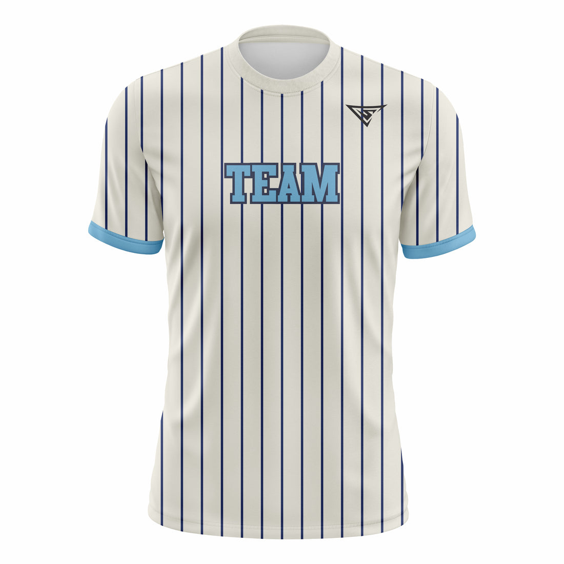 Custom Off White & Cyan Crew Neck Softball Jerseys
