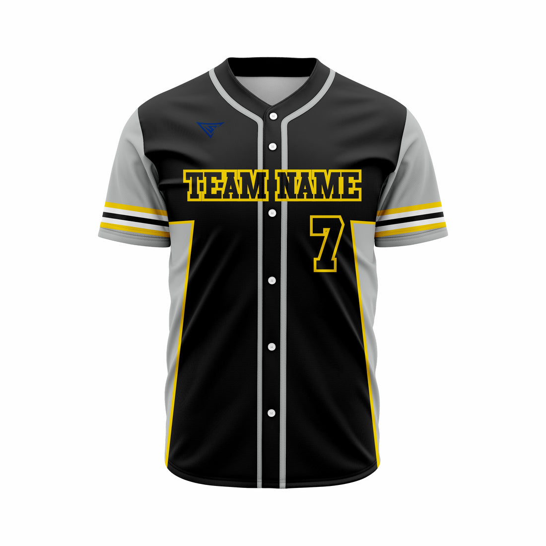 Custom Black, Grey & Yellow Authentic Softball full Buttons Jersey