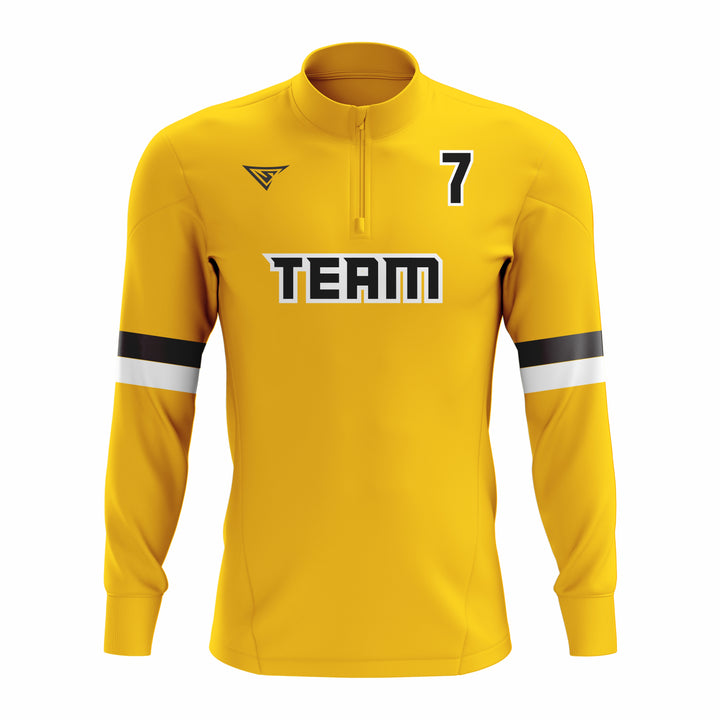 Custom Yellow, Black & White ¼ ZIP LONG SLEEVE CAGE JACKET