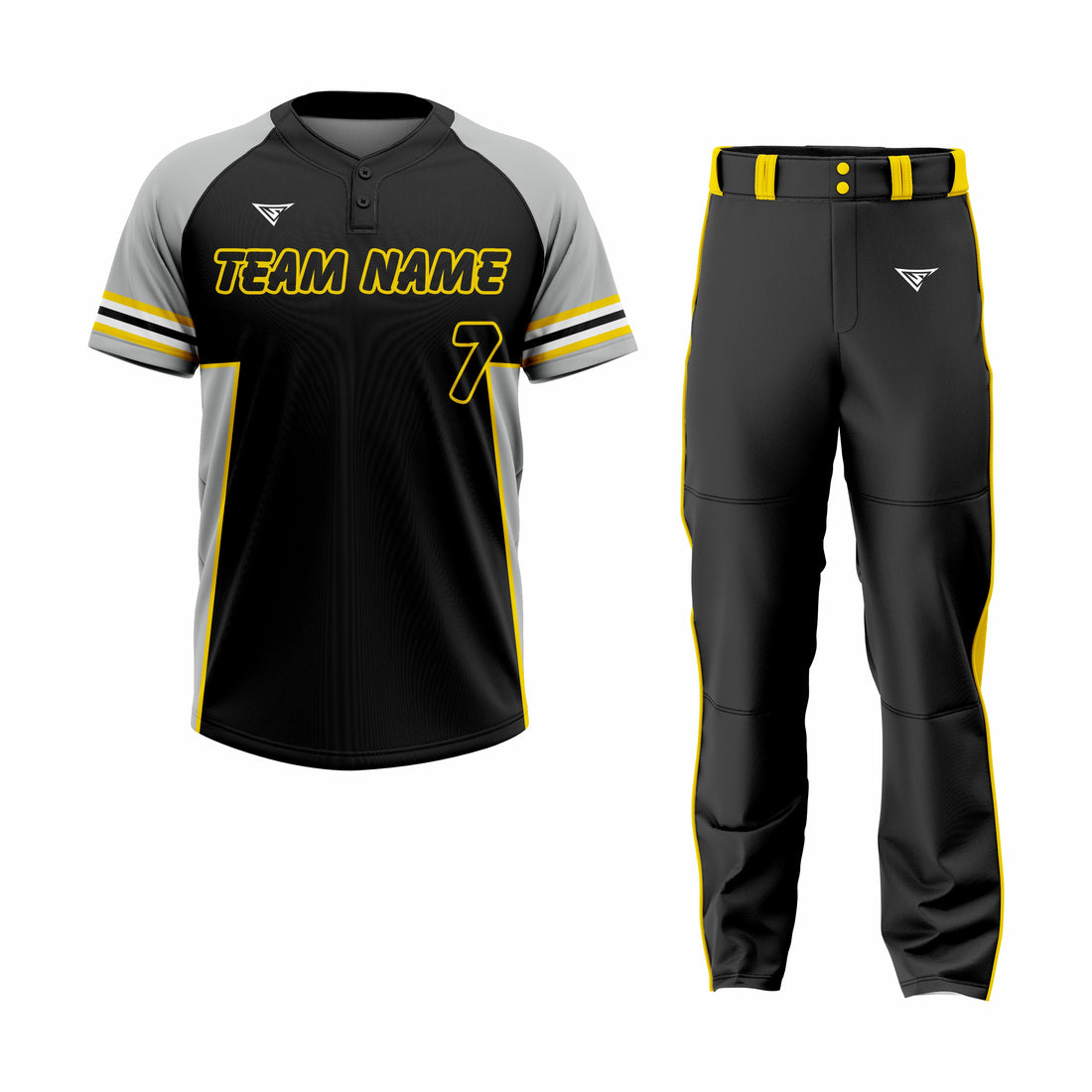 Custom Black, Grey & Yellow Authentic Softball Uniform