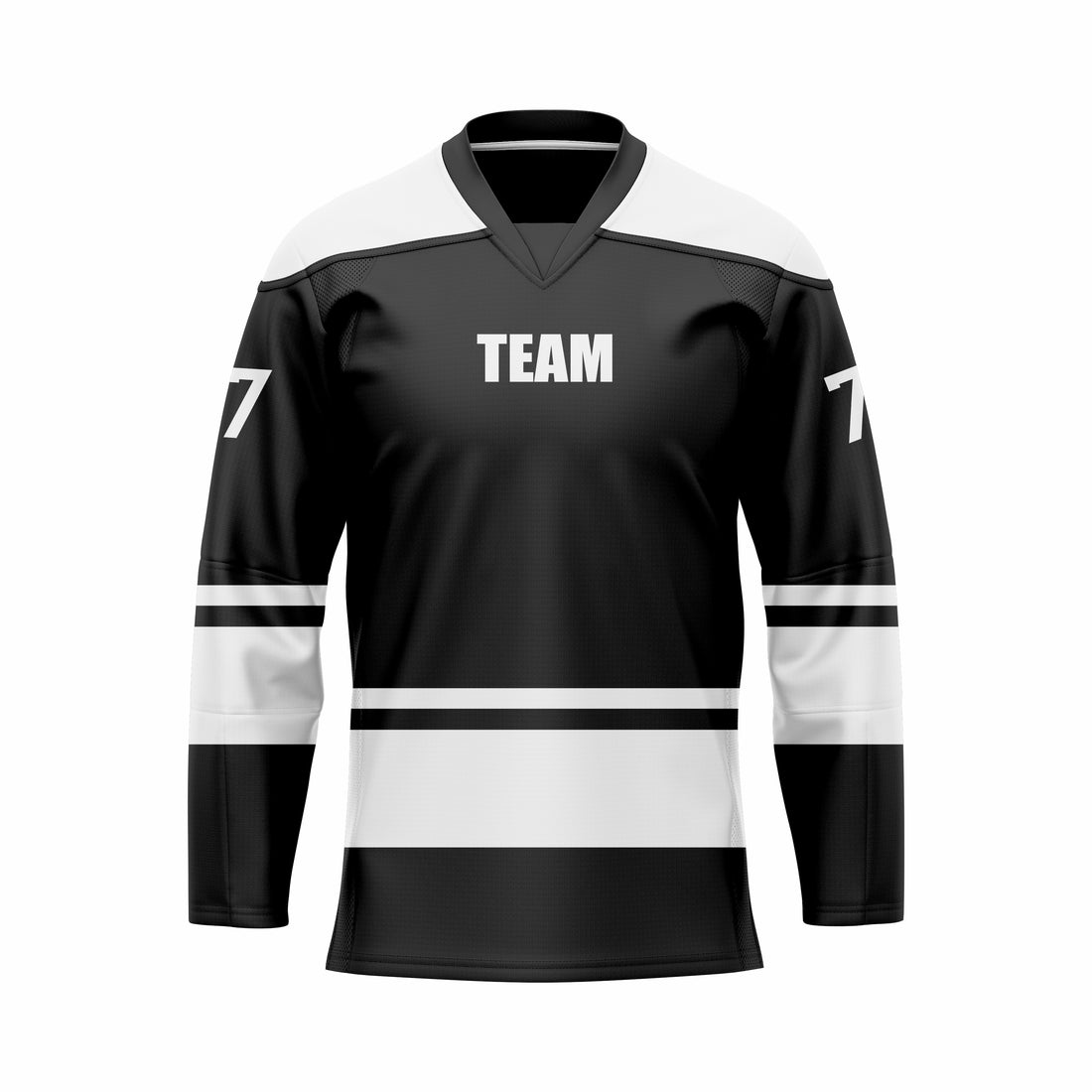 Custom White & Black V-Neck Hockey jersey