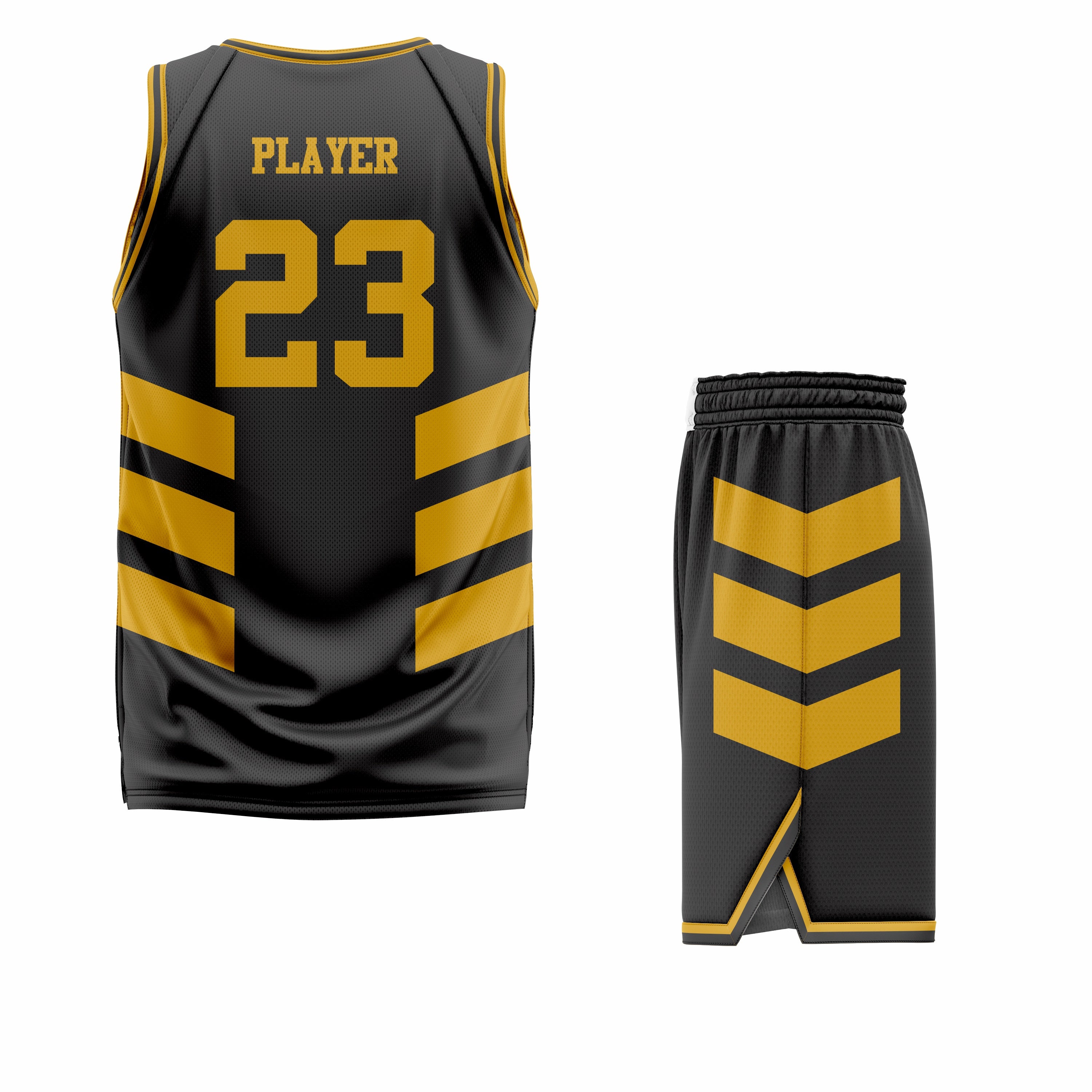 CUSTOM YELLOW BLACK BASKETBALL UNIFORM