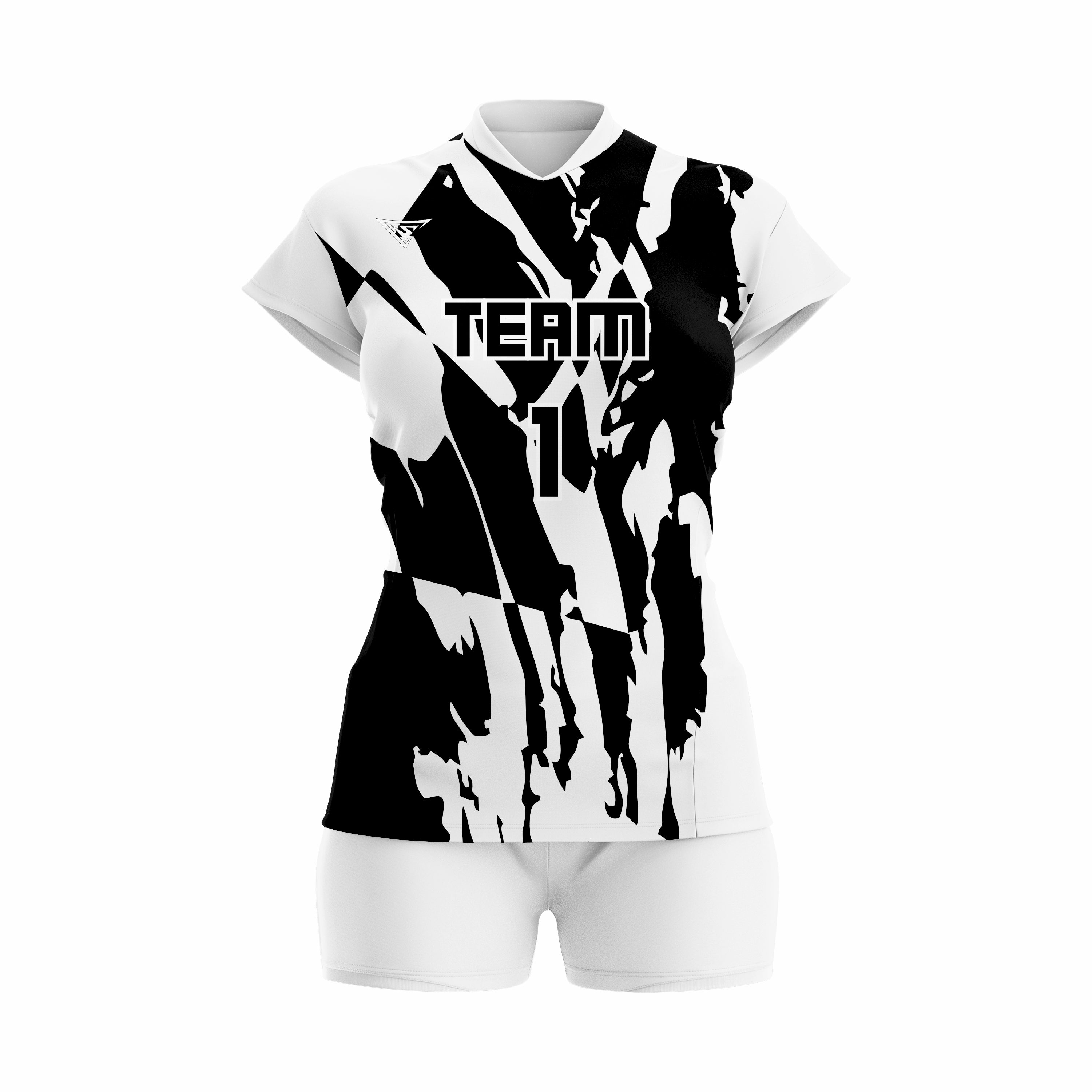 Custom Black white Women Volleyball Team Uniform