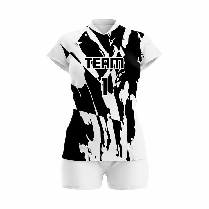 Custom Black white Women Volleyball Team Uniform