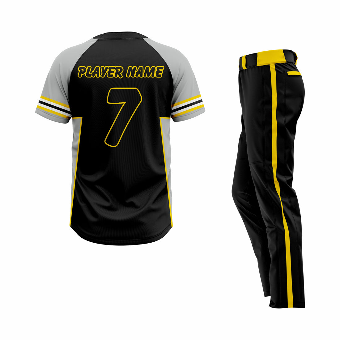 Custom Black, Grey & Yellow Authentic Softball Uniform