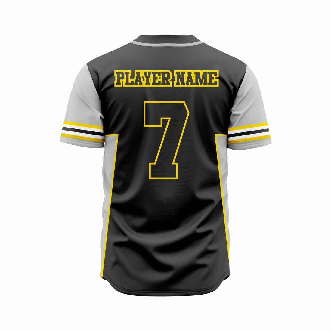 Custom Black, Grey & Yellow Authentic Softball full Buttons Jersey