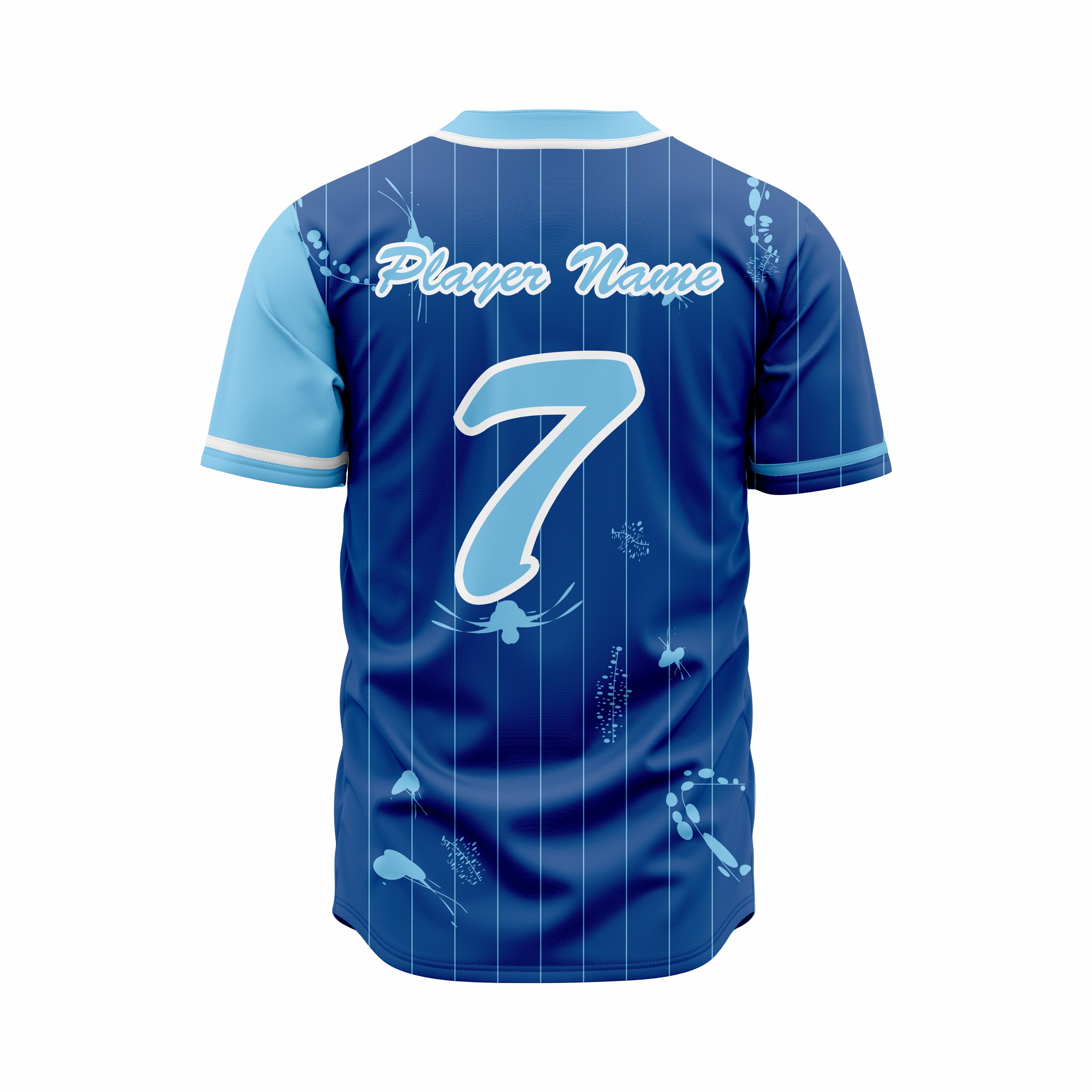 Custom Blue, Cyan & White Authentic Baseball full Buttons Jersey