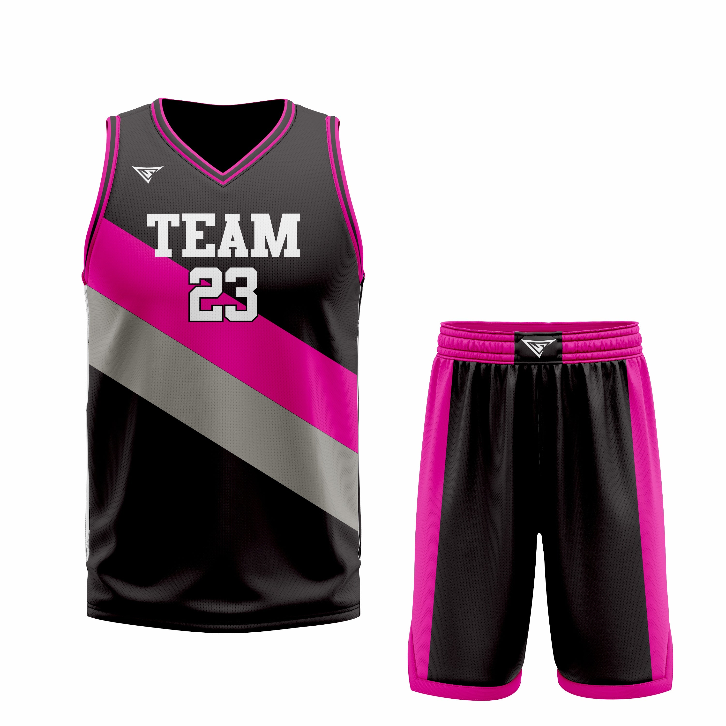 CUSTOM BLACK PURPLE GREY BASKETBALL UNIFORM