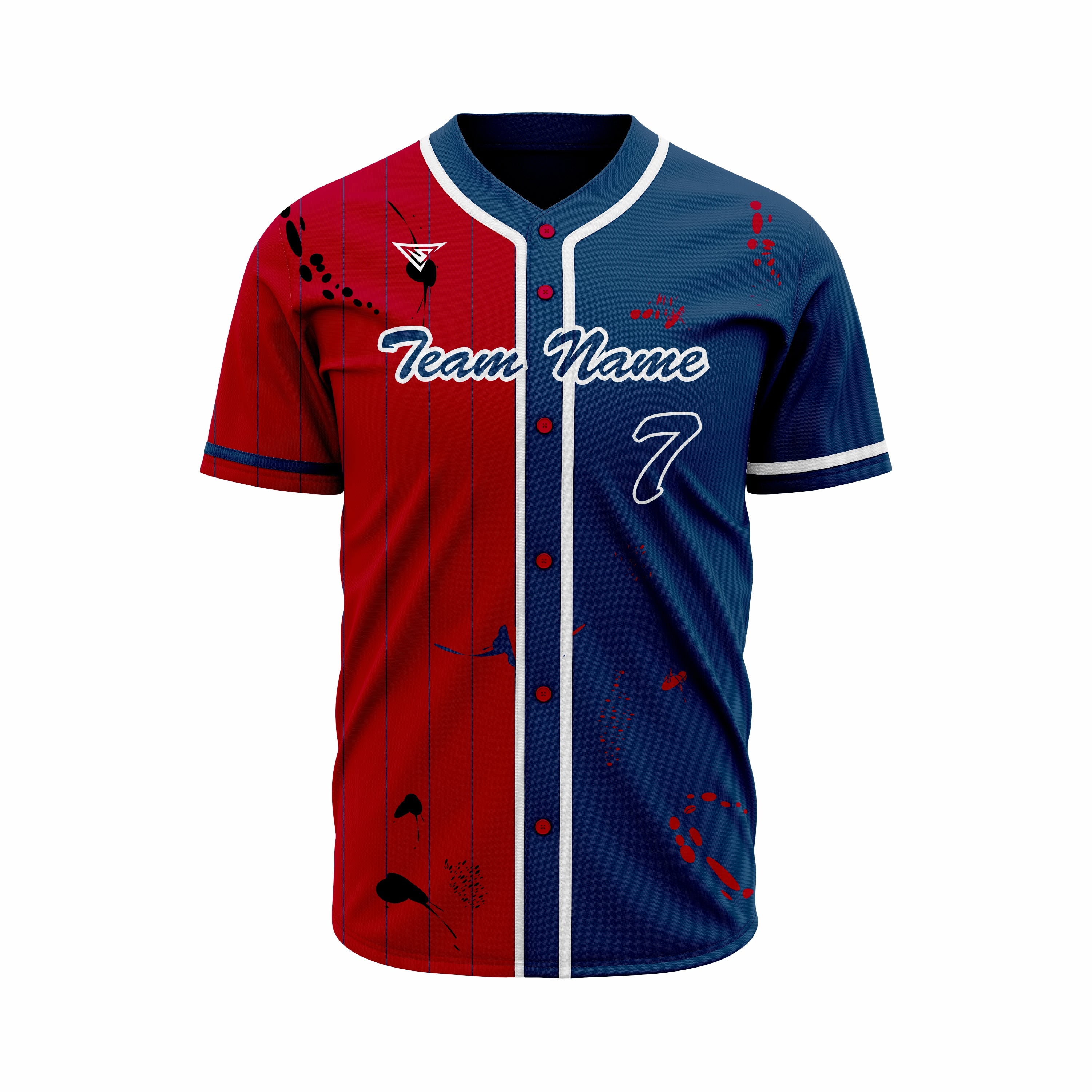 Custom Blue, Red & White Authentic Baseball full Buttons Jersey