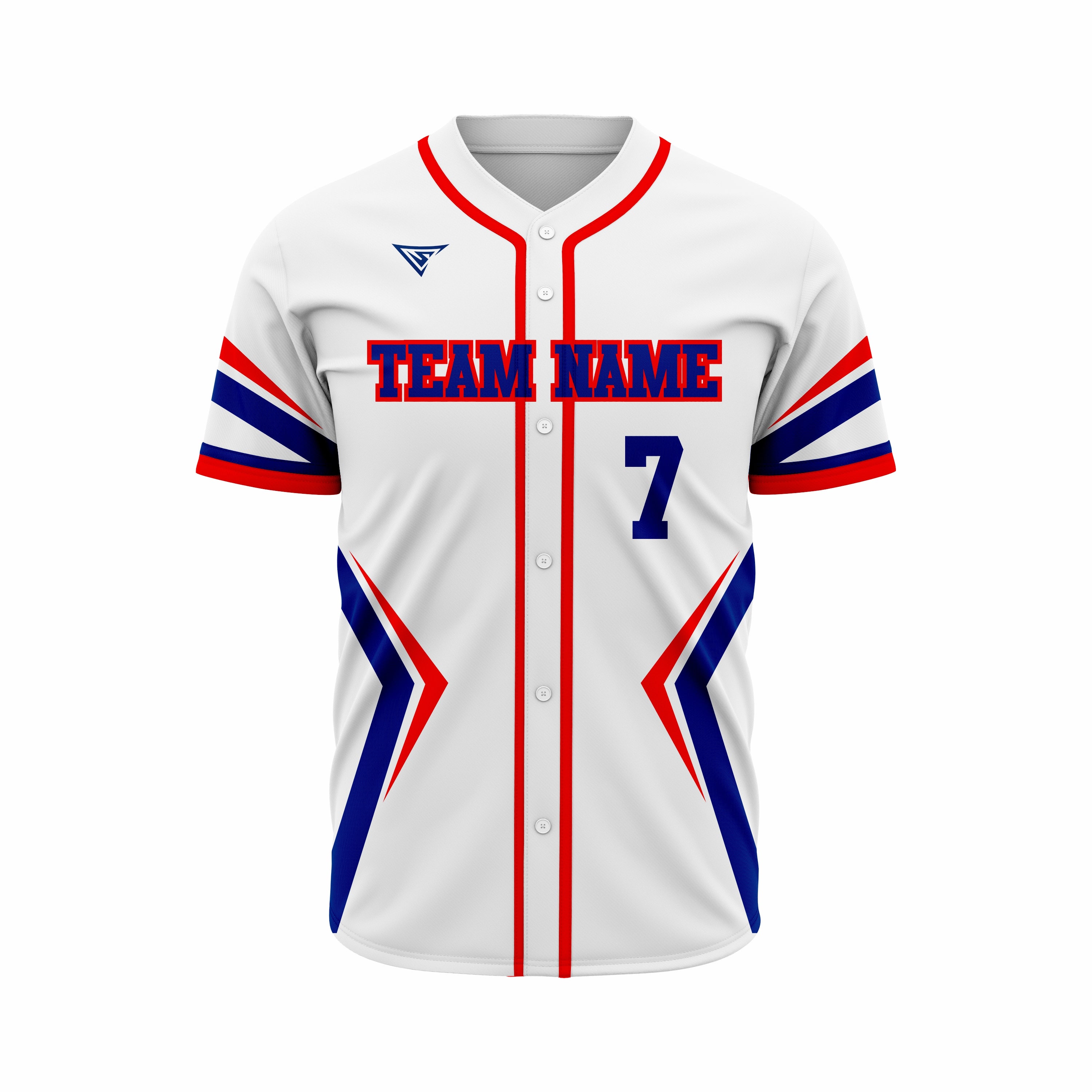 Custom White, Red & Dark Blue Authentic Softball full Buttons Jersey
