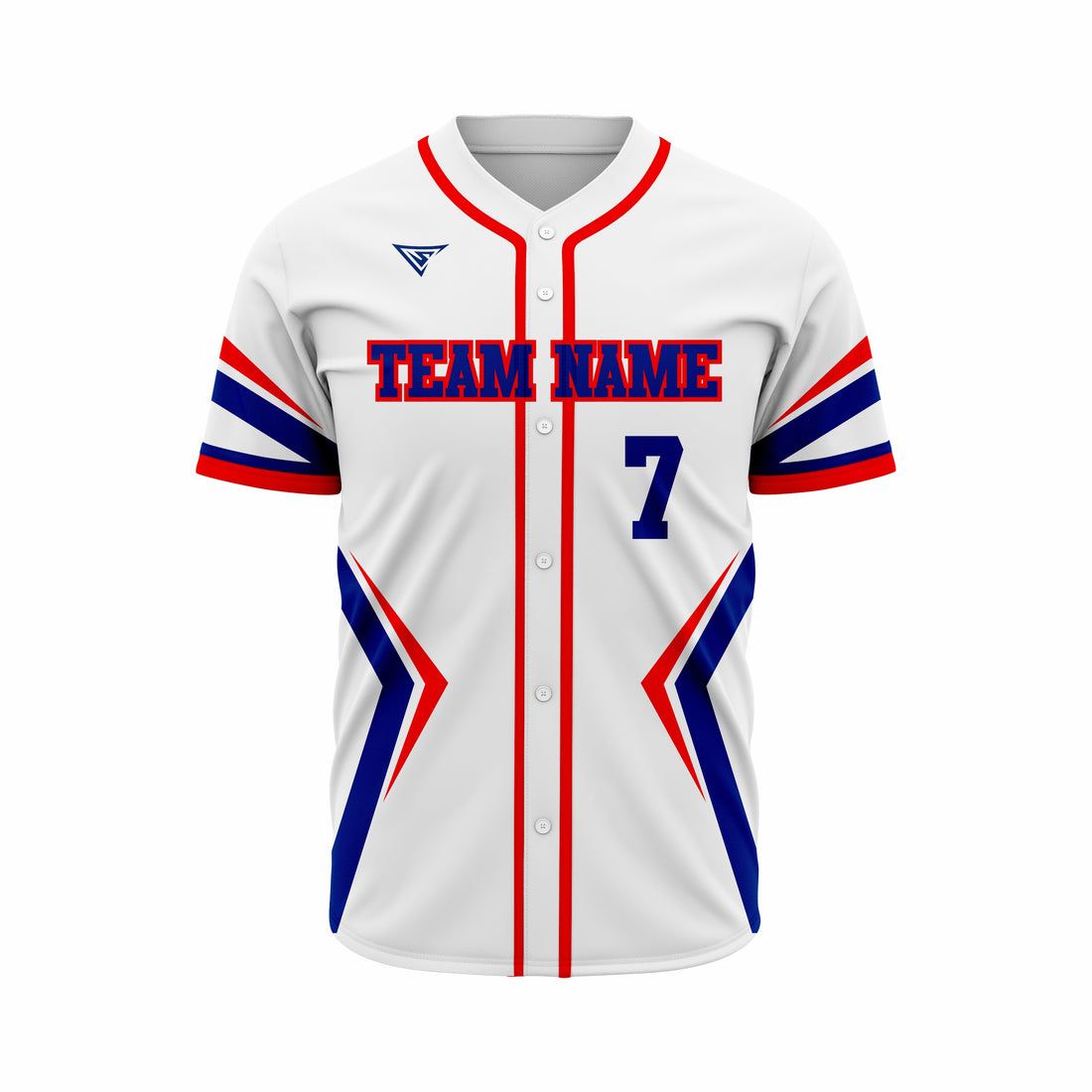 Custom White, Red & Dark Blue Authentic Softball full Buttons Jersey