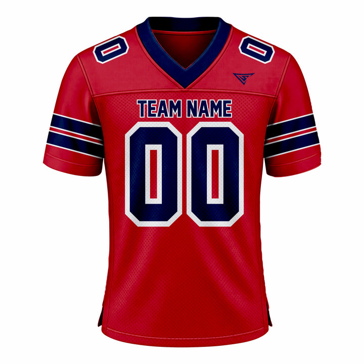 Custom Red & Dark Blue American Football Fan Jersey