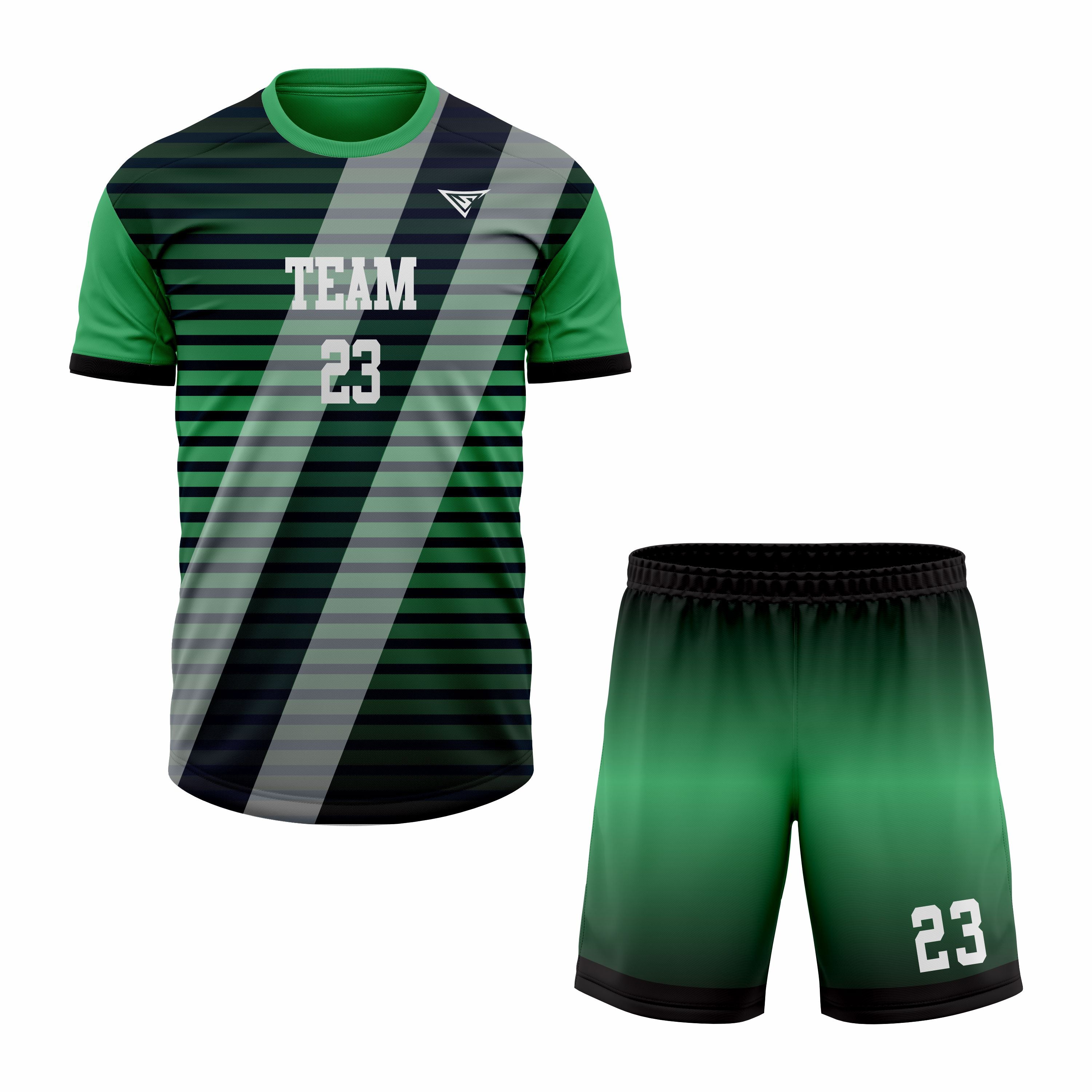 CUSTOM GREEN BLACK SOCCER UNIFORM