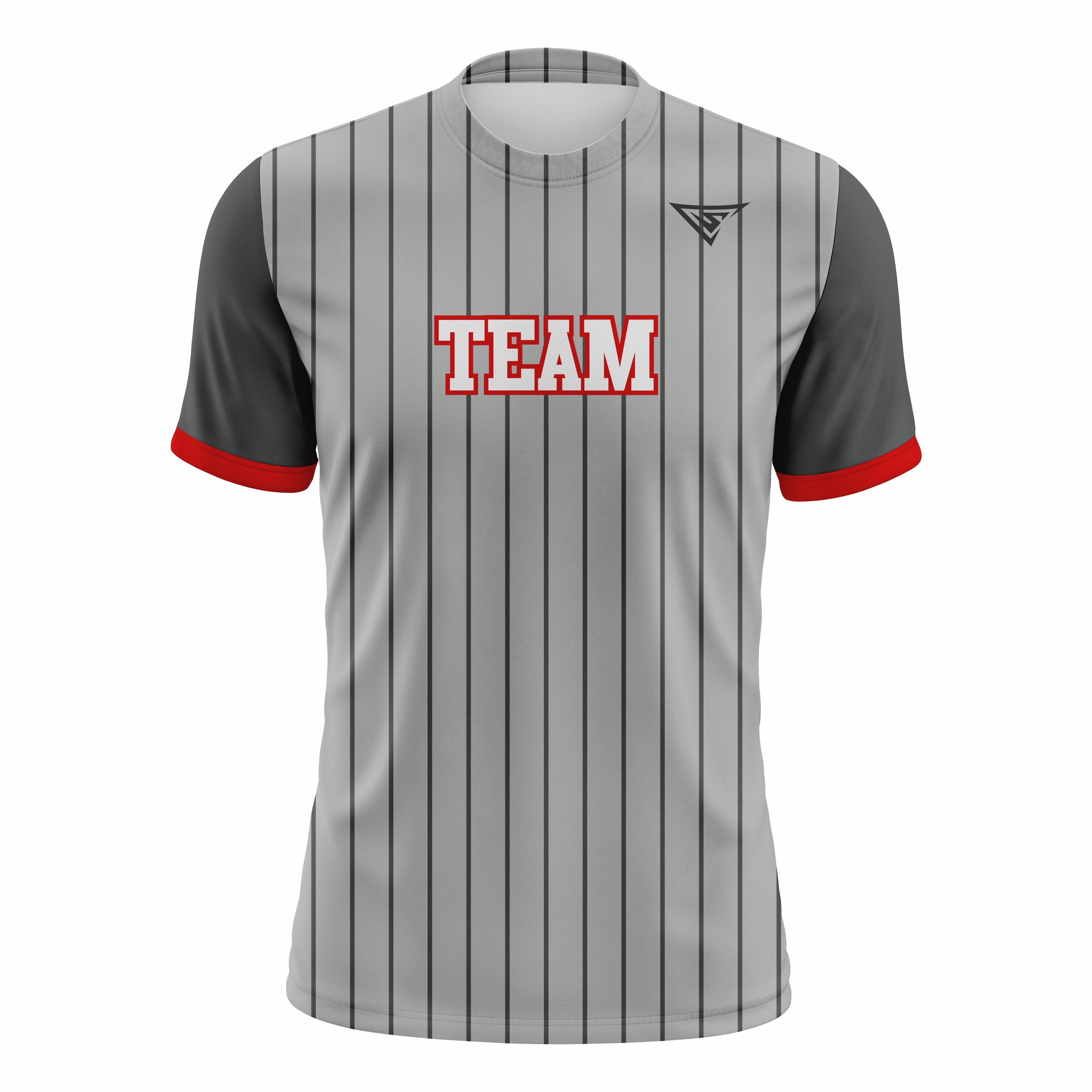 Custom Grey & Red Crew Neck Softball Jerseys