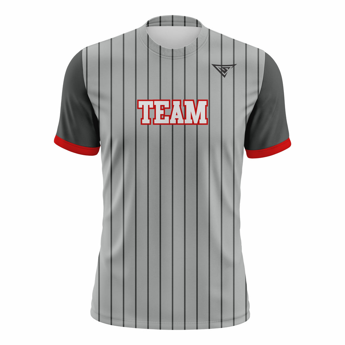 Custom Grey & Red Crew Neck Softball Jerseys