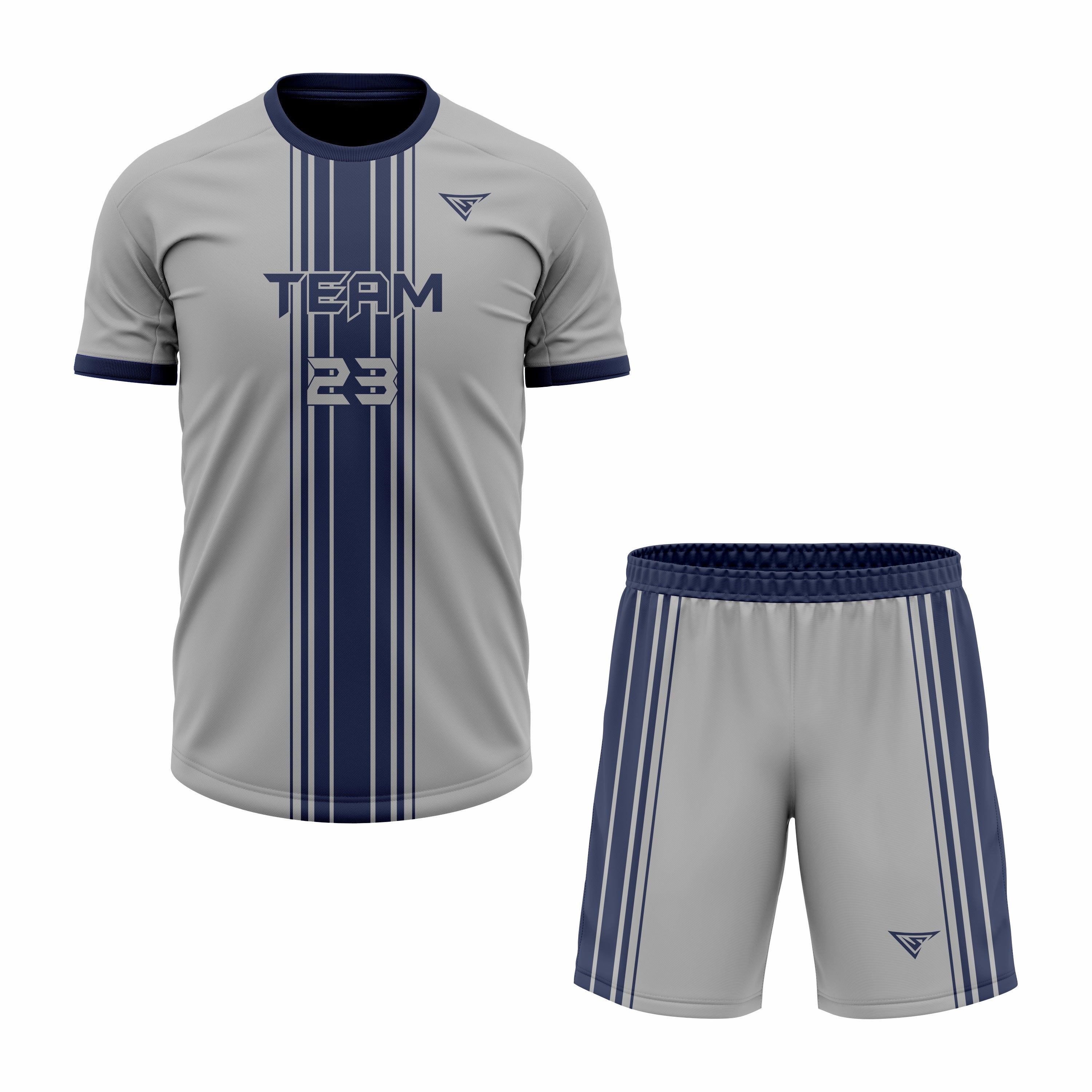 CUSTOM GREY BLUE SOCCER UNIFORM