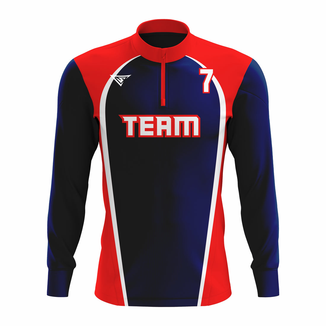 Custom Dark Blue, Red & White ¼ ZIP LONG SLEEVE WARM UP SOFTBALL JACKET